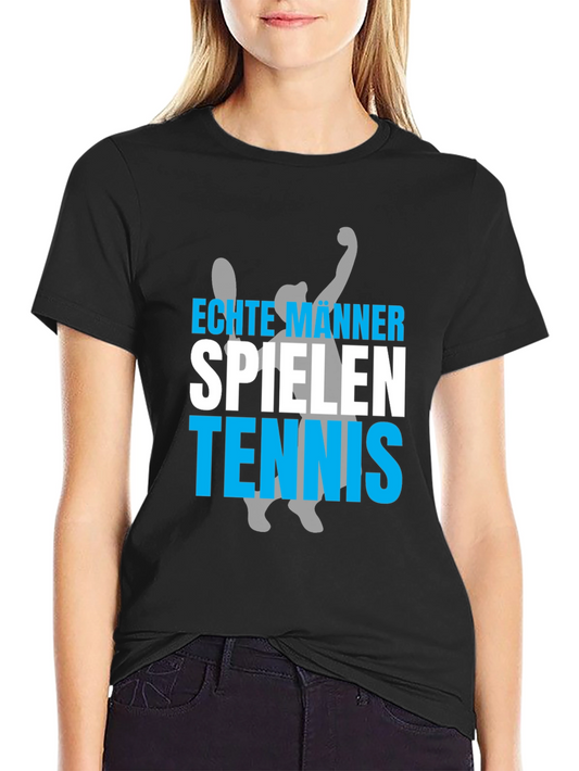 Echte Männer Spielen Tennis Graphic Tee - Black