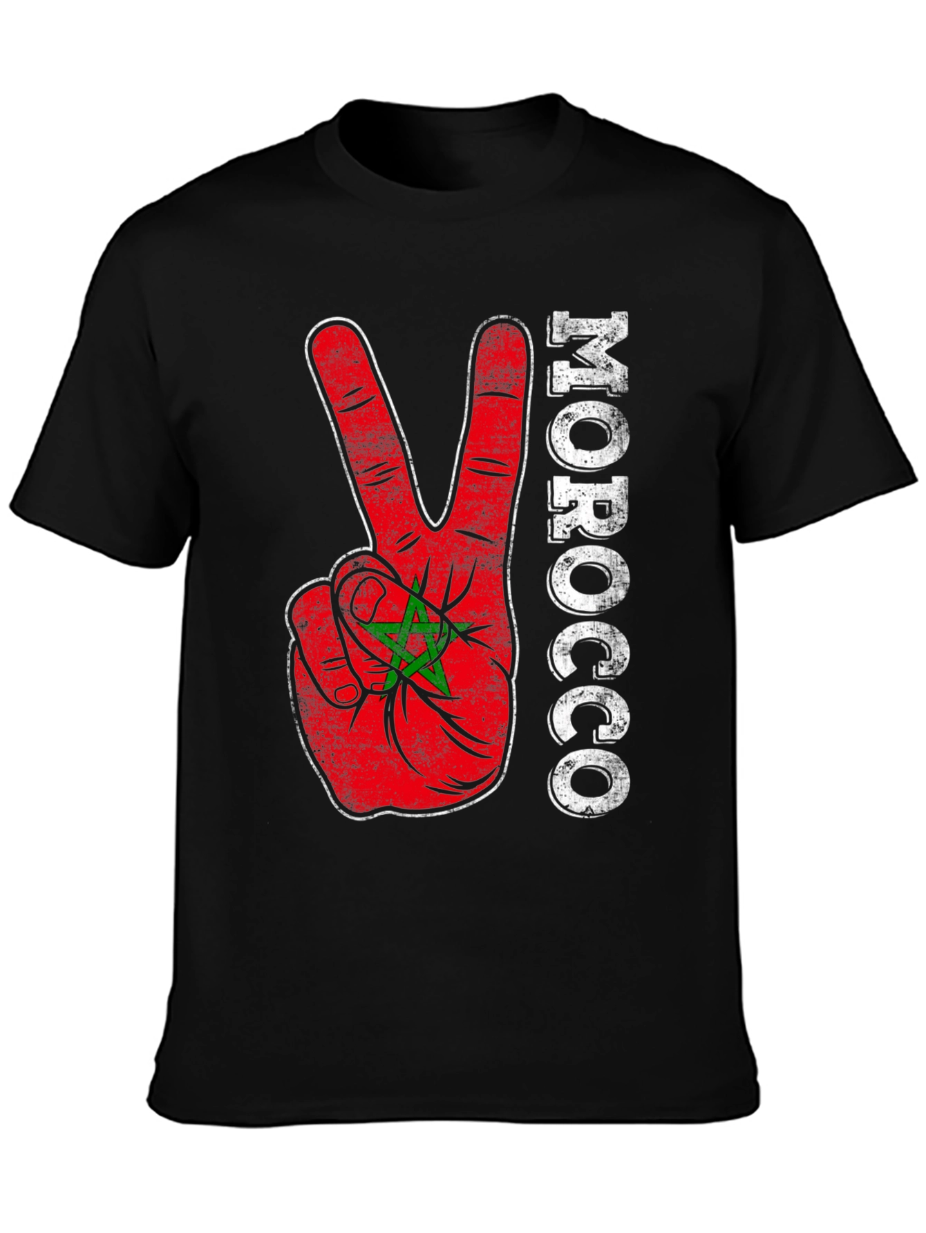 Morocco Flag Peace Sign T-Shirt