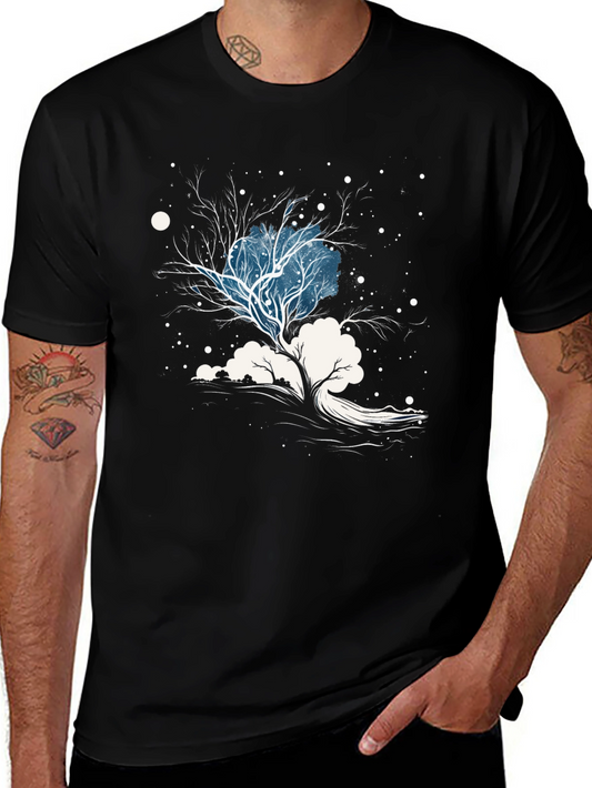 Winter Tree Graphic Tee - Stylish Black Cotton Blend