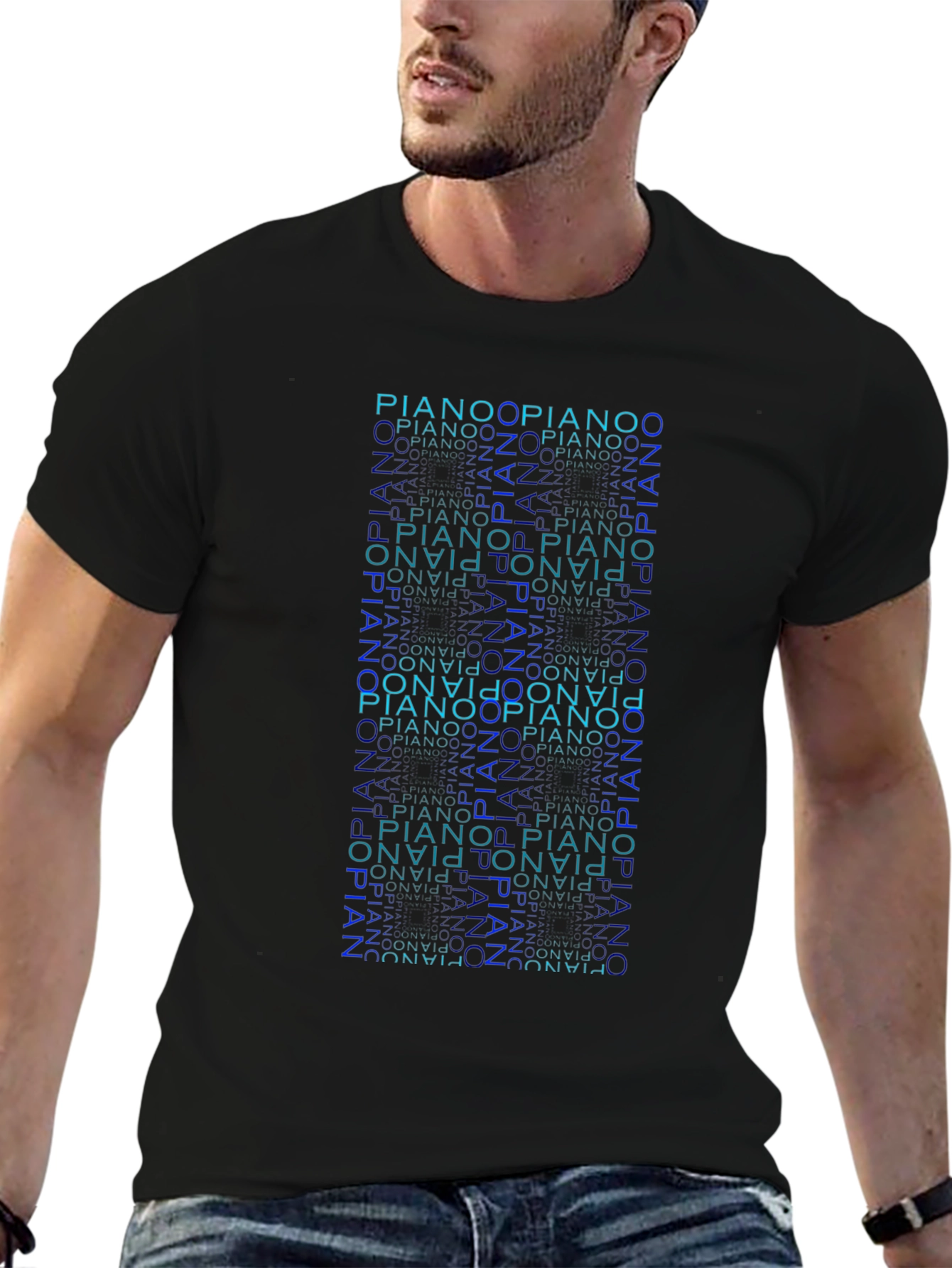Piano Typography Mens T-Shirt
