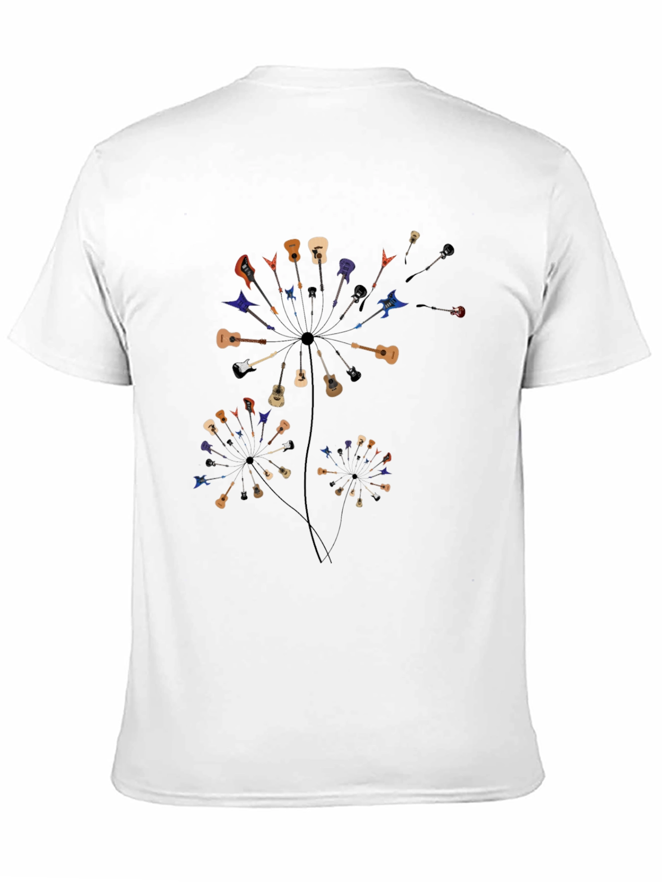 Guitar Dandelion Mens Black T-Shirt