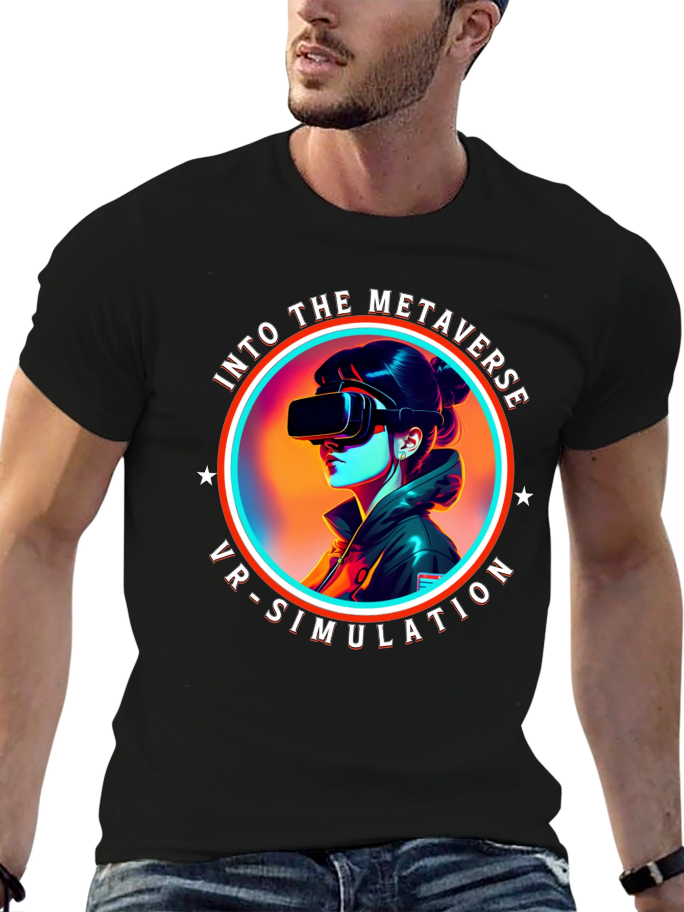 Metaverse VR Simulation Black T-Shirt