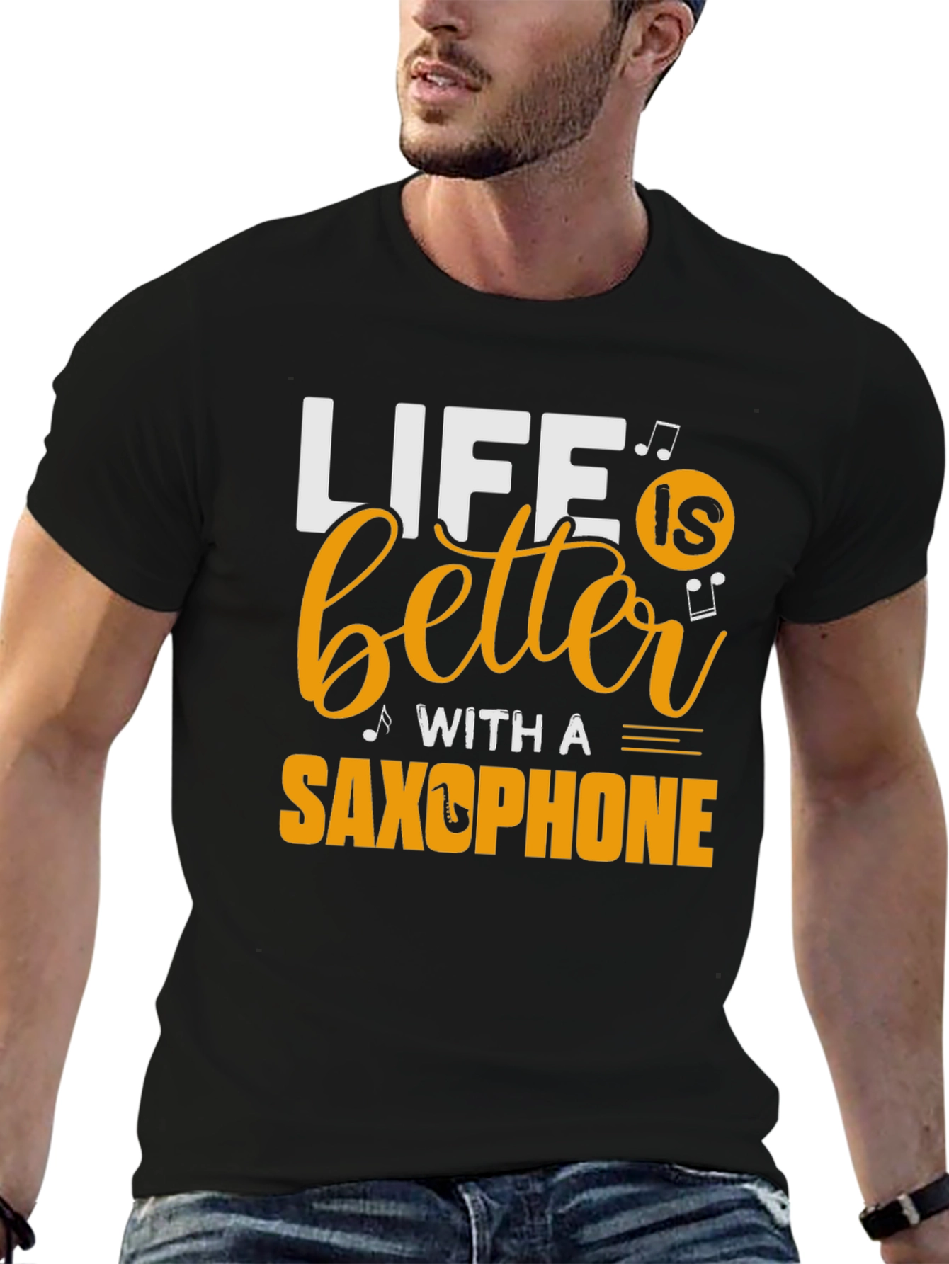 Life is Better with a Saxophone Black T-Shirt