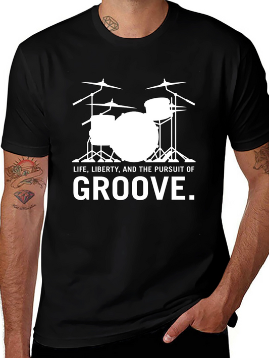 Groove Pursuit Drummer T-Shirt - Black Cotton Tee
