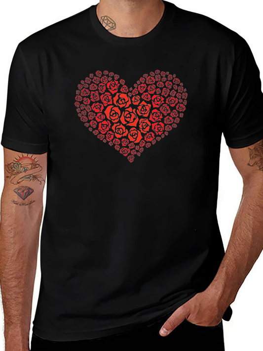 Heart of Roses Graphic T-Shirt - Black