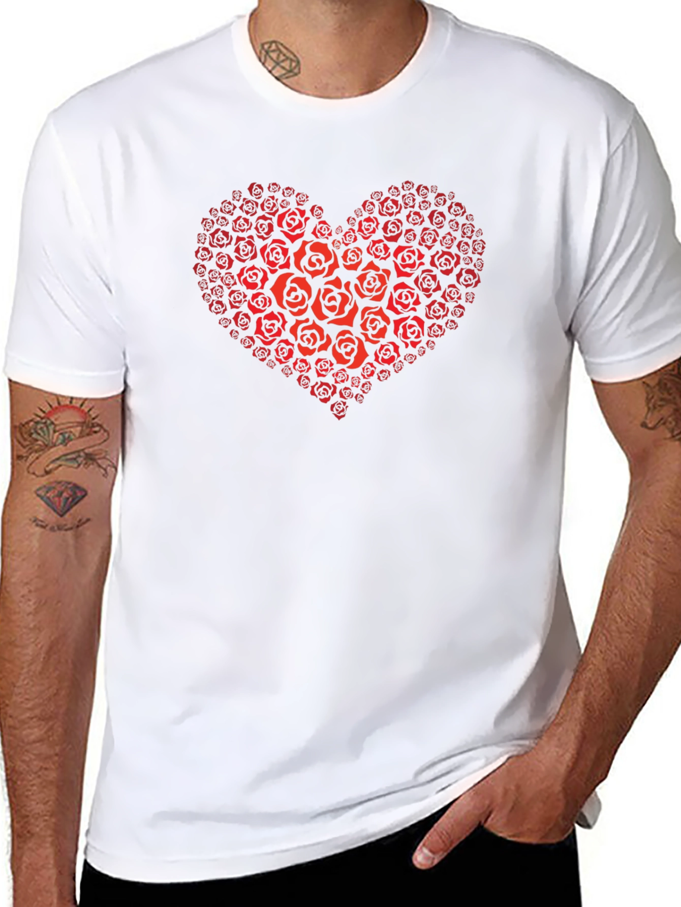 Heart of Roses Graphic T-Shirt - Black
