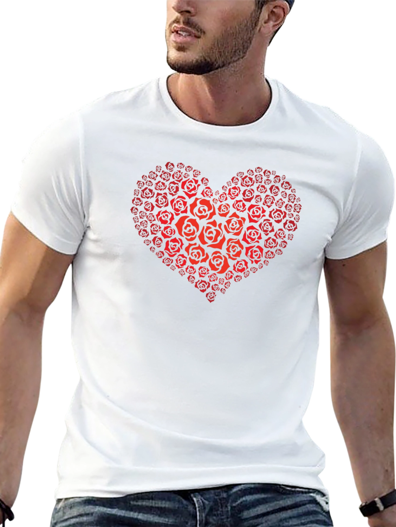 Heart of Roses Graphic T-Shirt - Black