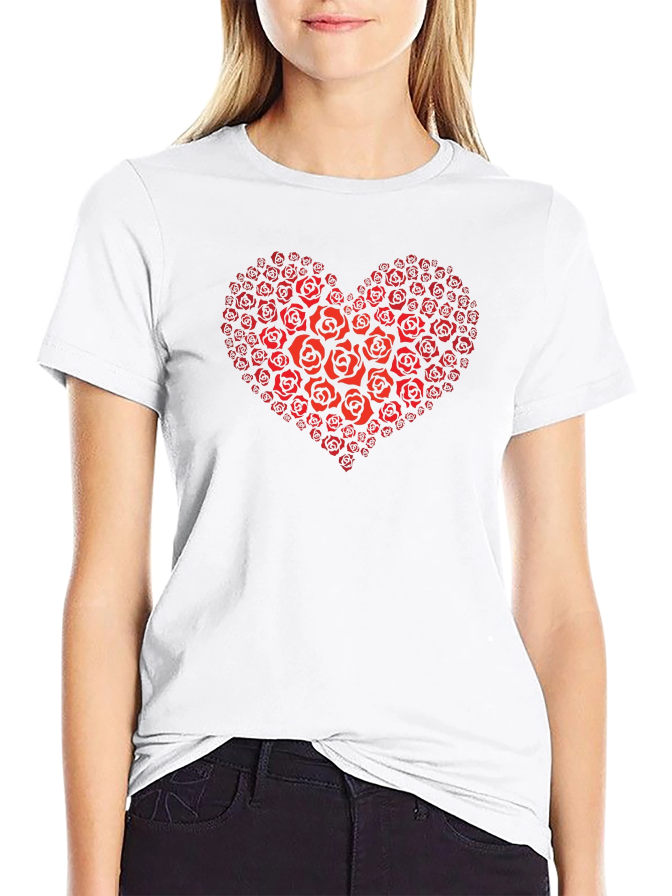Heart of Roses Graphic T-Shirt - Black