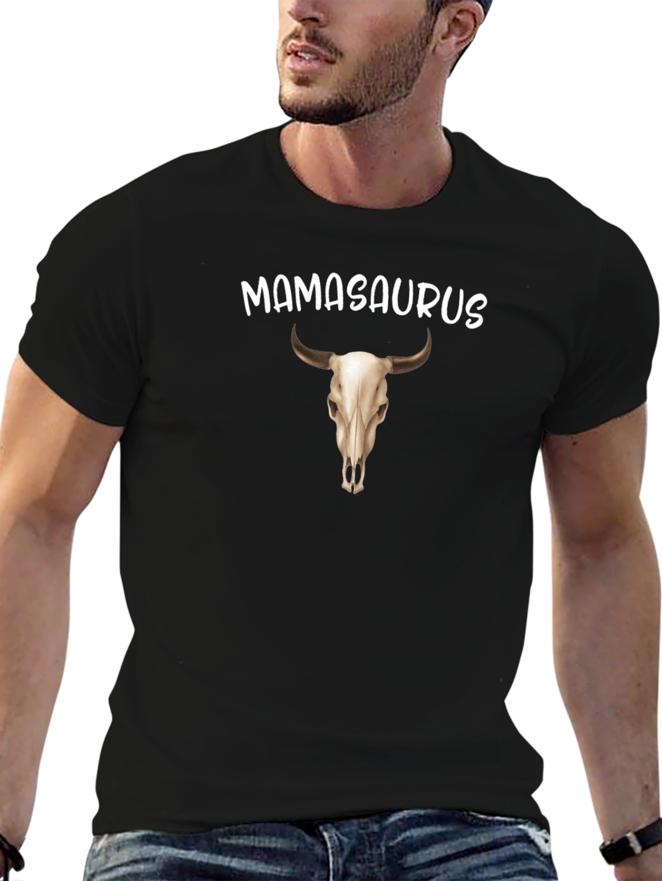 Mamasaurus Skull Graphic Tee - Black