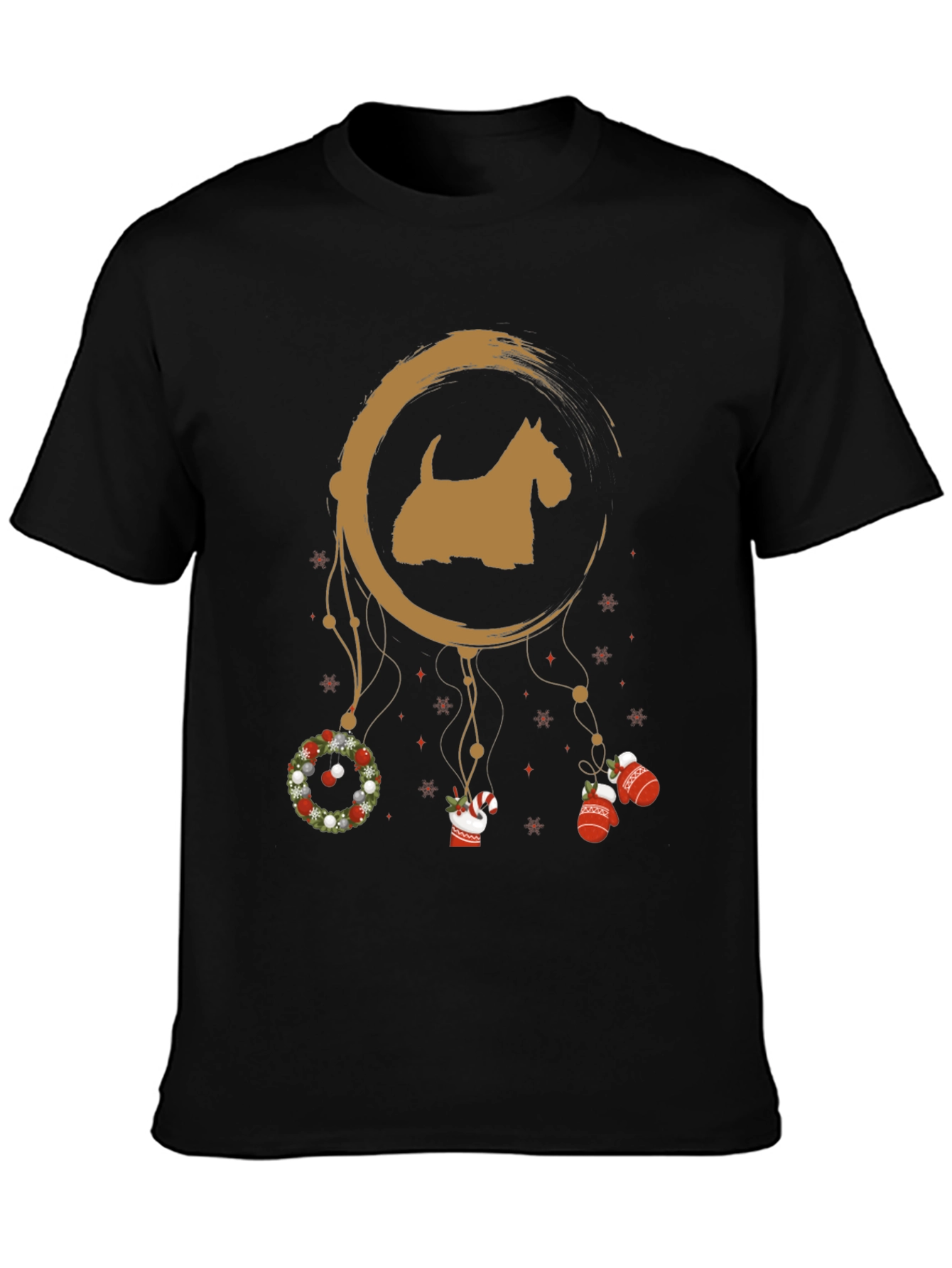 Festive Scottie Dog Christmas T-Shirt