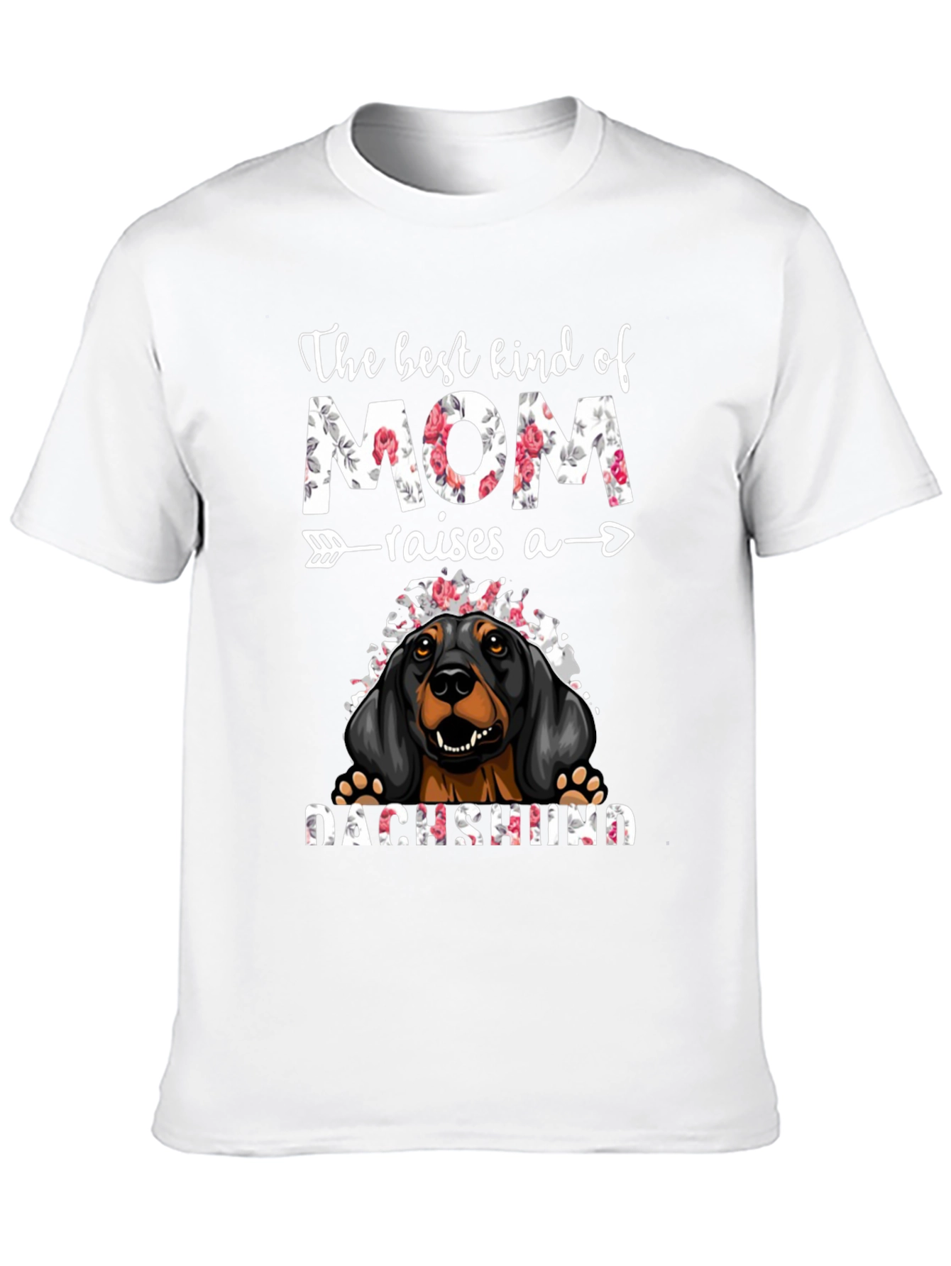 Dachshund Mom T-Shirt - Floral Design