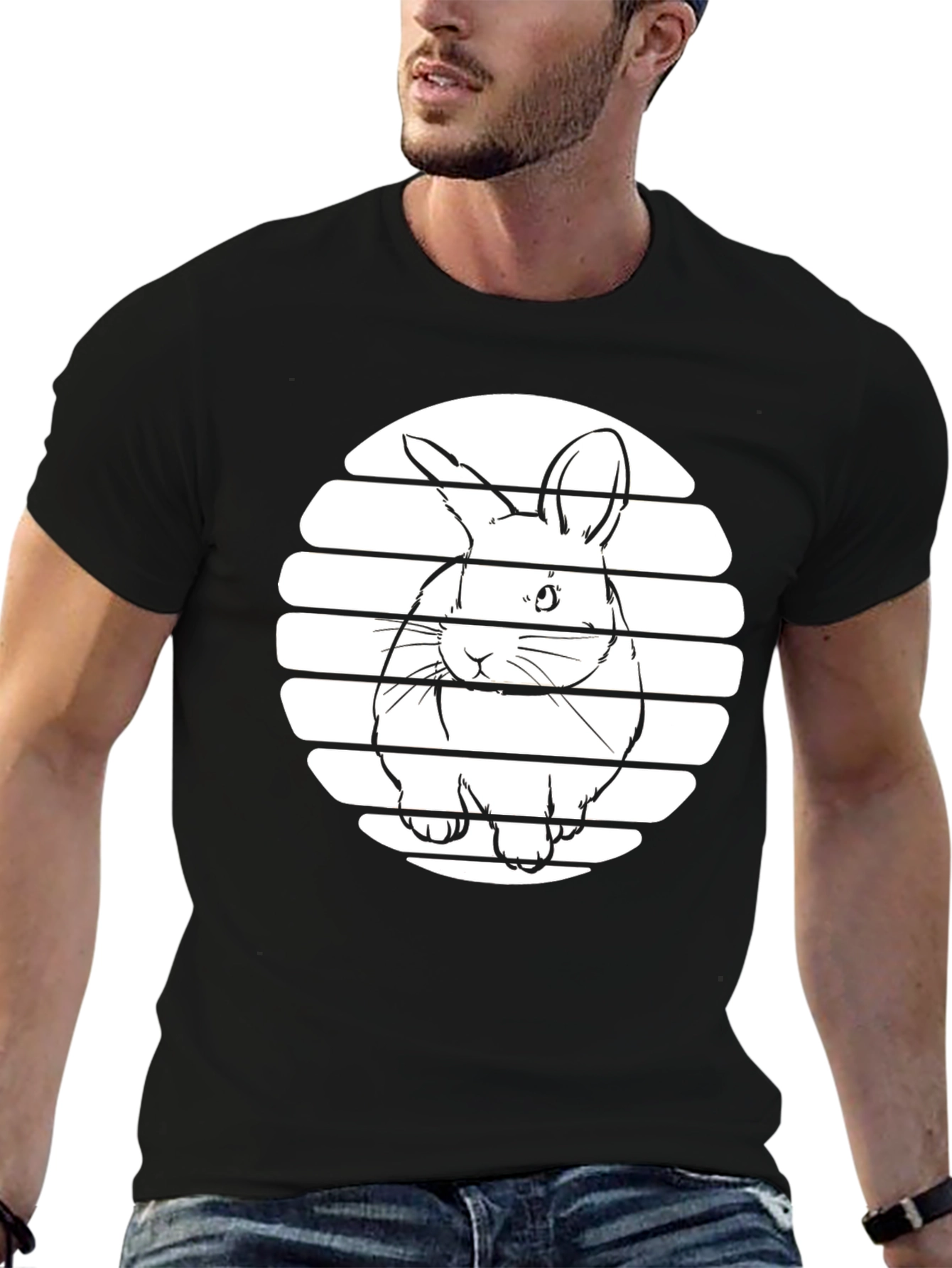 Bunny Silhouette Graphic Tee - Black