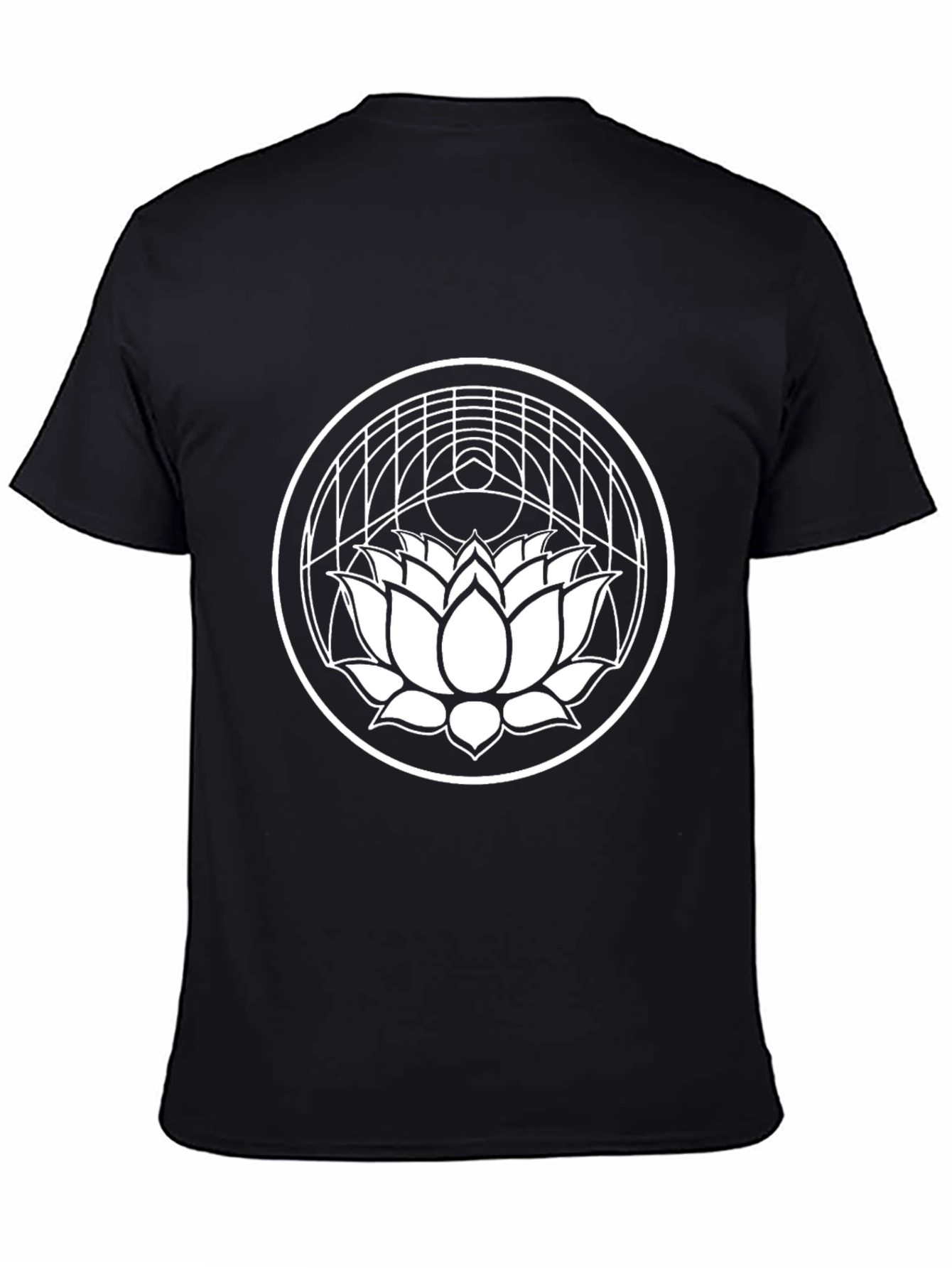 Lotus Flower Graphic Tee - Black Cotton Blend T-Shirt