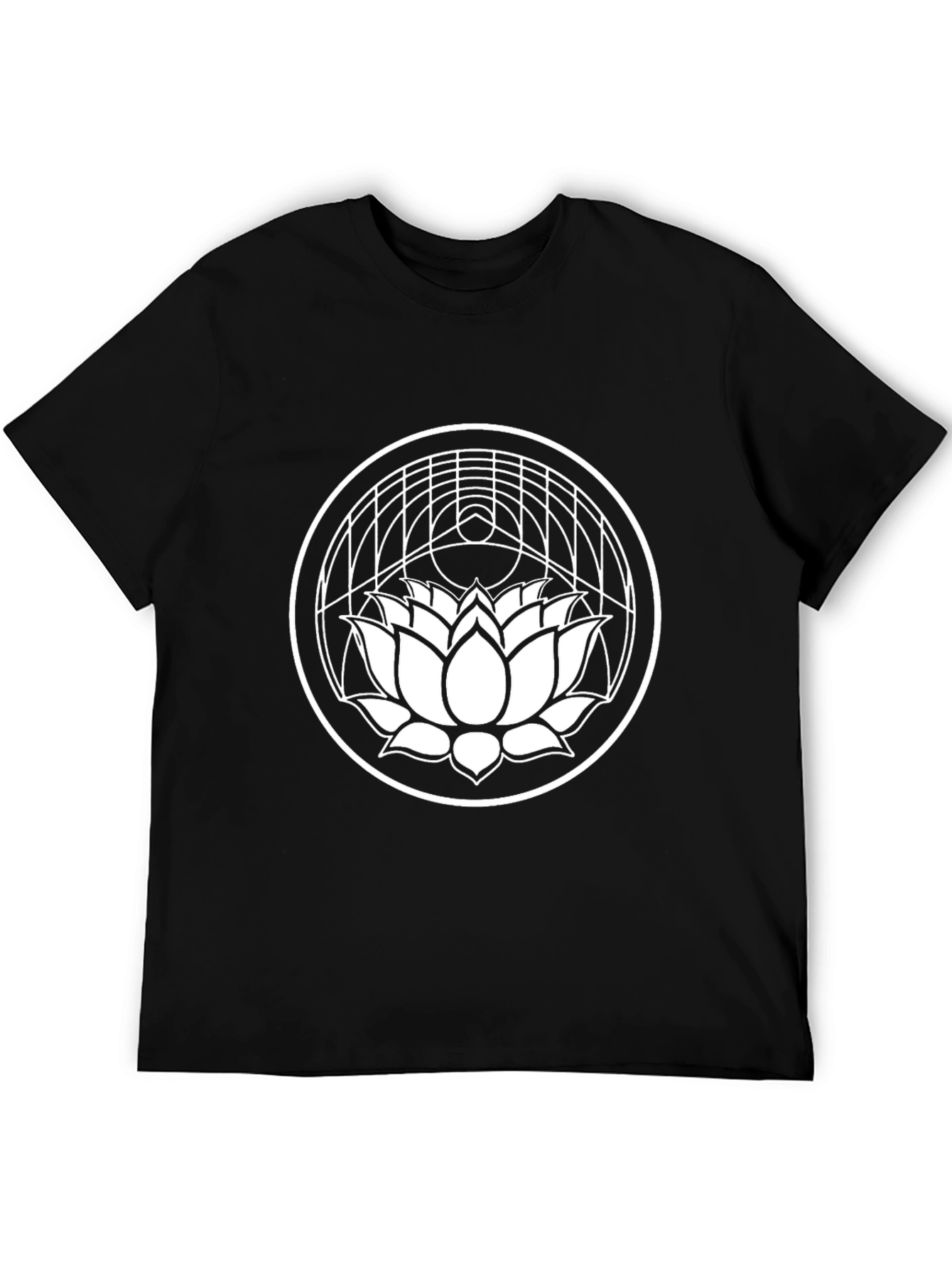 Lotus Flower Graphic Tee - Black Cotton Blend T-Shirt
