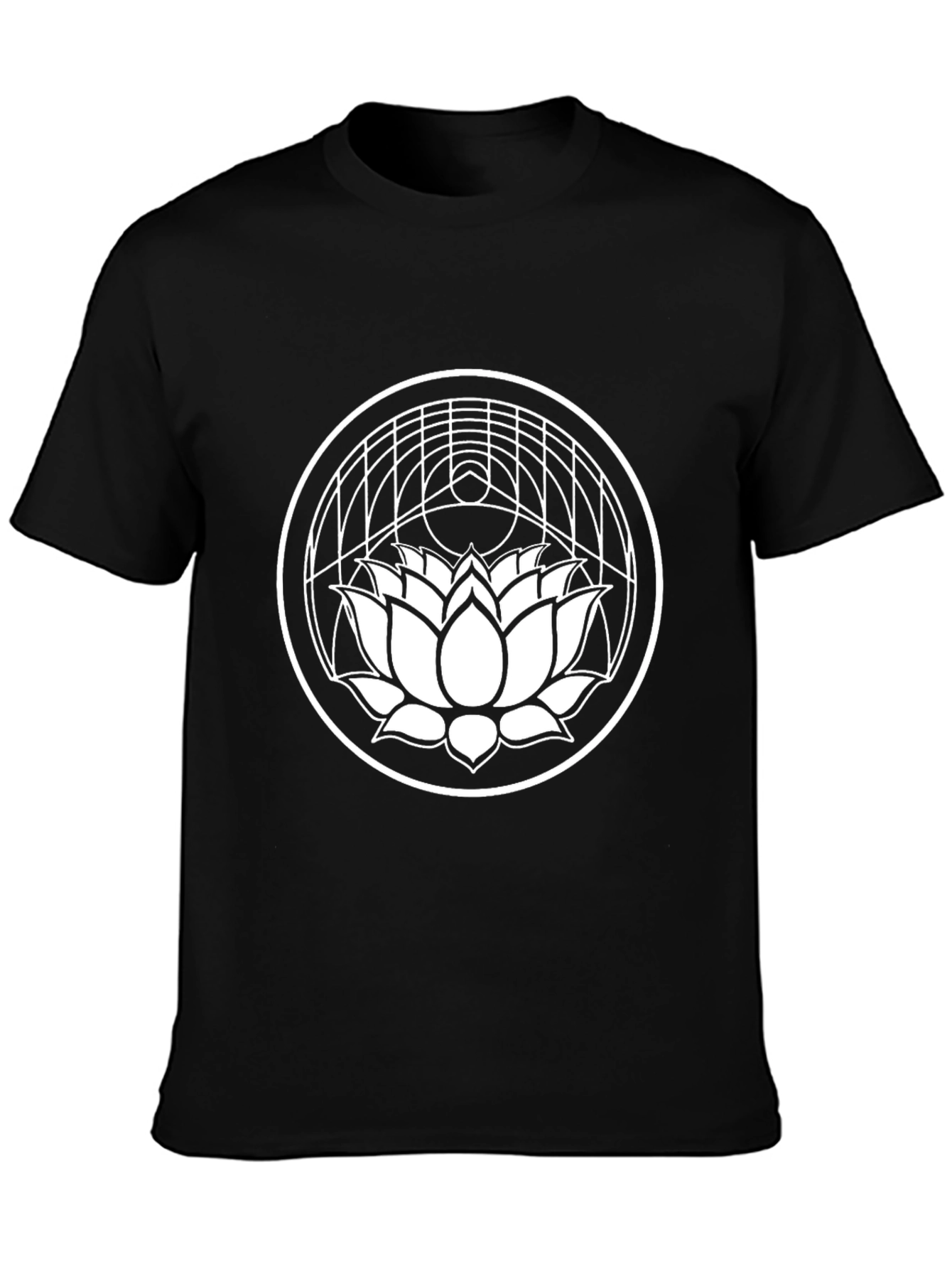 Lotus Flower Graphic Tee - Black Cotton Blend T-Shirt