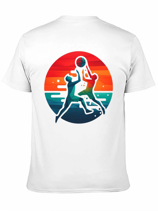 Basketball Graphic Tee - Retro Sunset Design