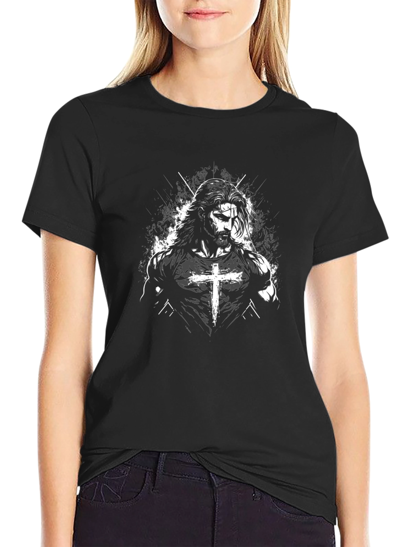 Christian Cross Graphic T-Shirt - Black