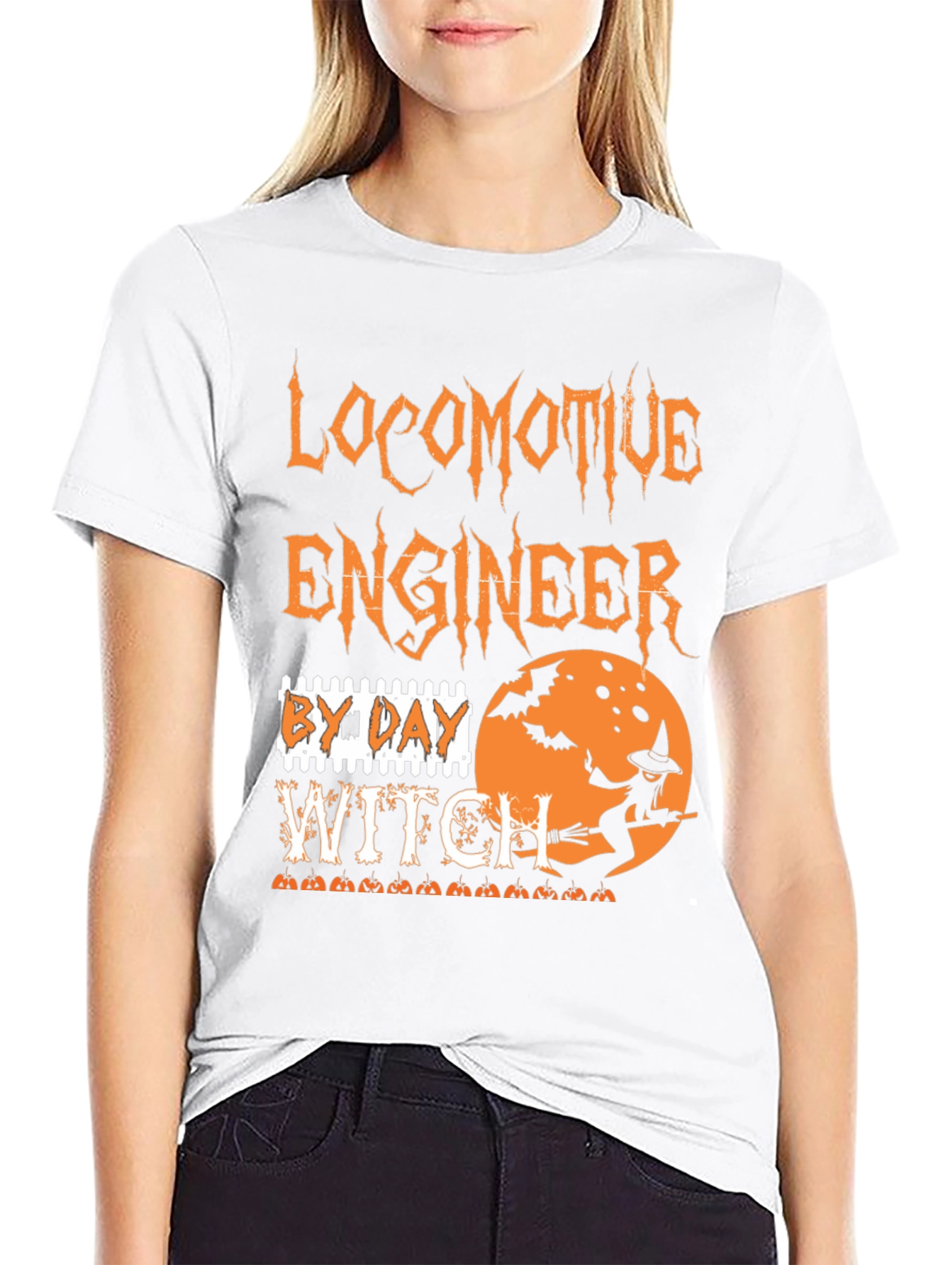 Locomotive Engineer Halloween Witch T-Shirt