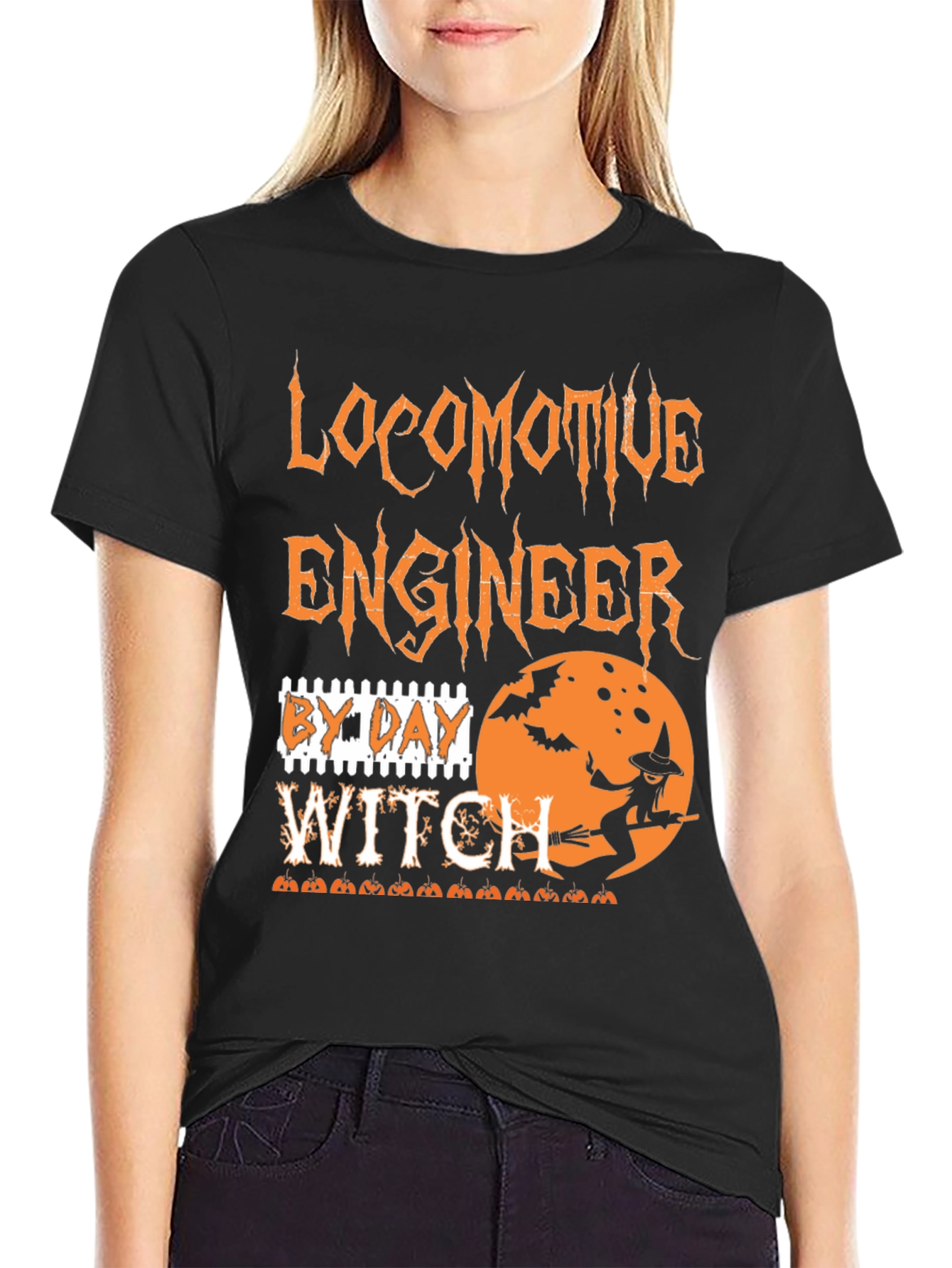 Locomotive Engineer Halloween Witch T-Shirt