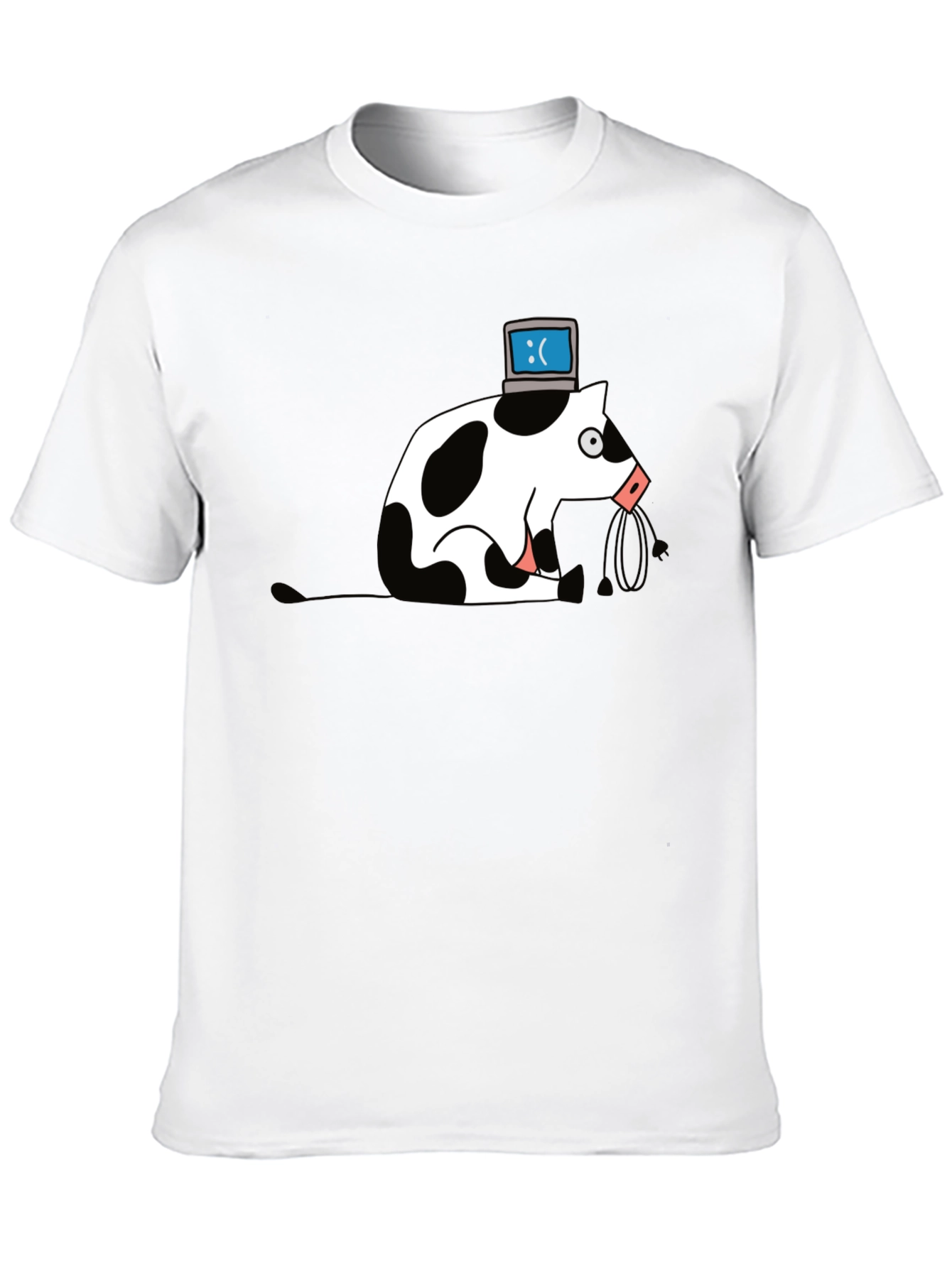 Sad Cow PC Head T-Shirt - Geeky Graphic Tee