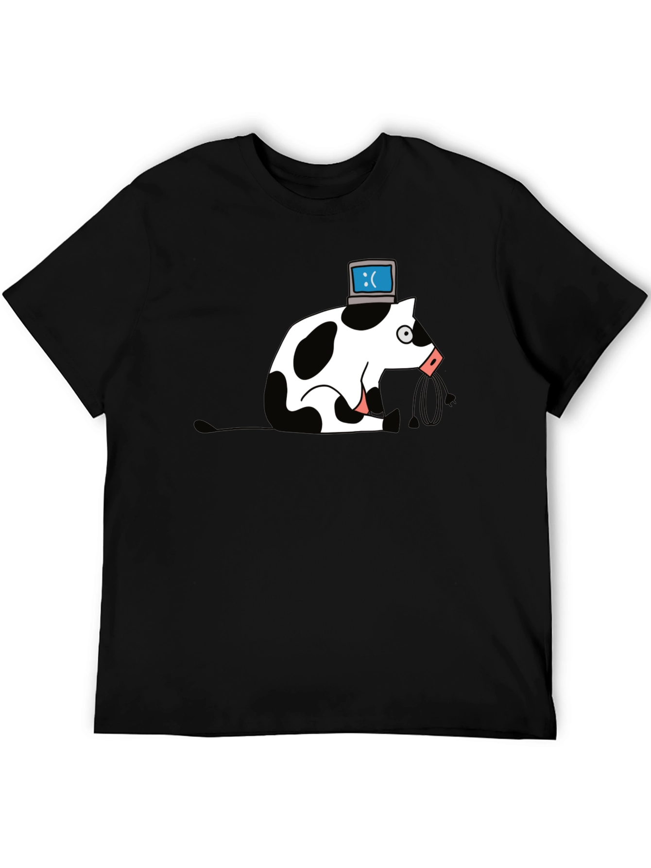 Sad Cow PC Head T-Shirt - Geeky Graphic Tee