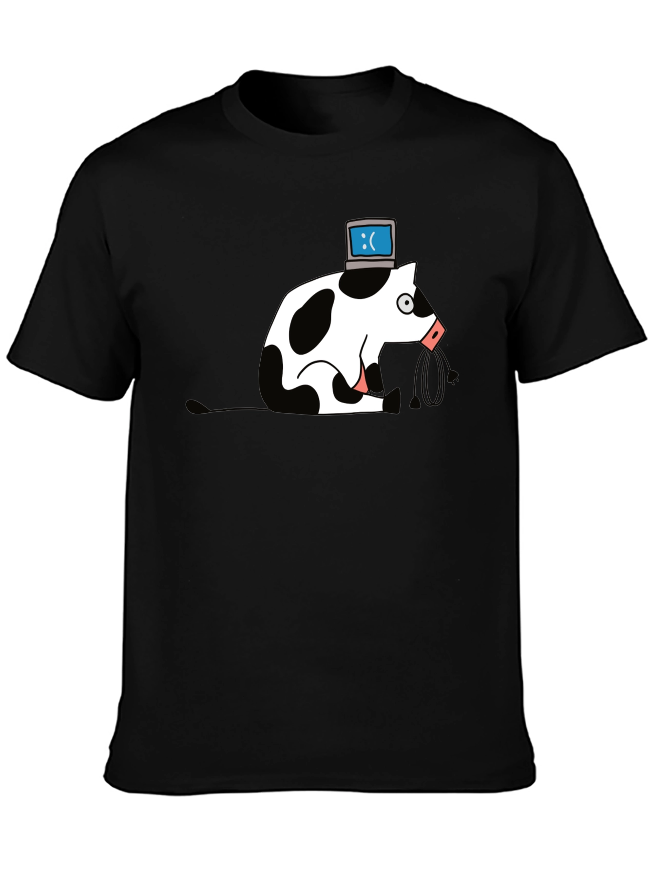 Sad Cow PC Head T-Shirt - Geeky Graphic Tee