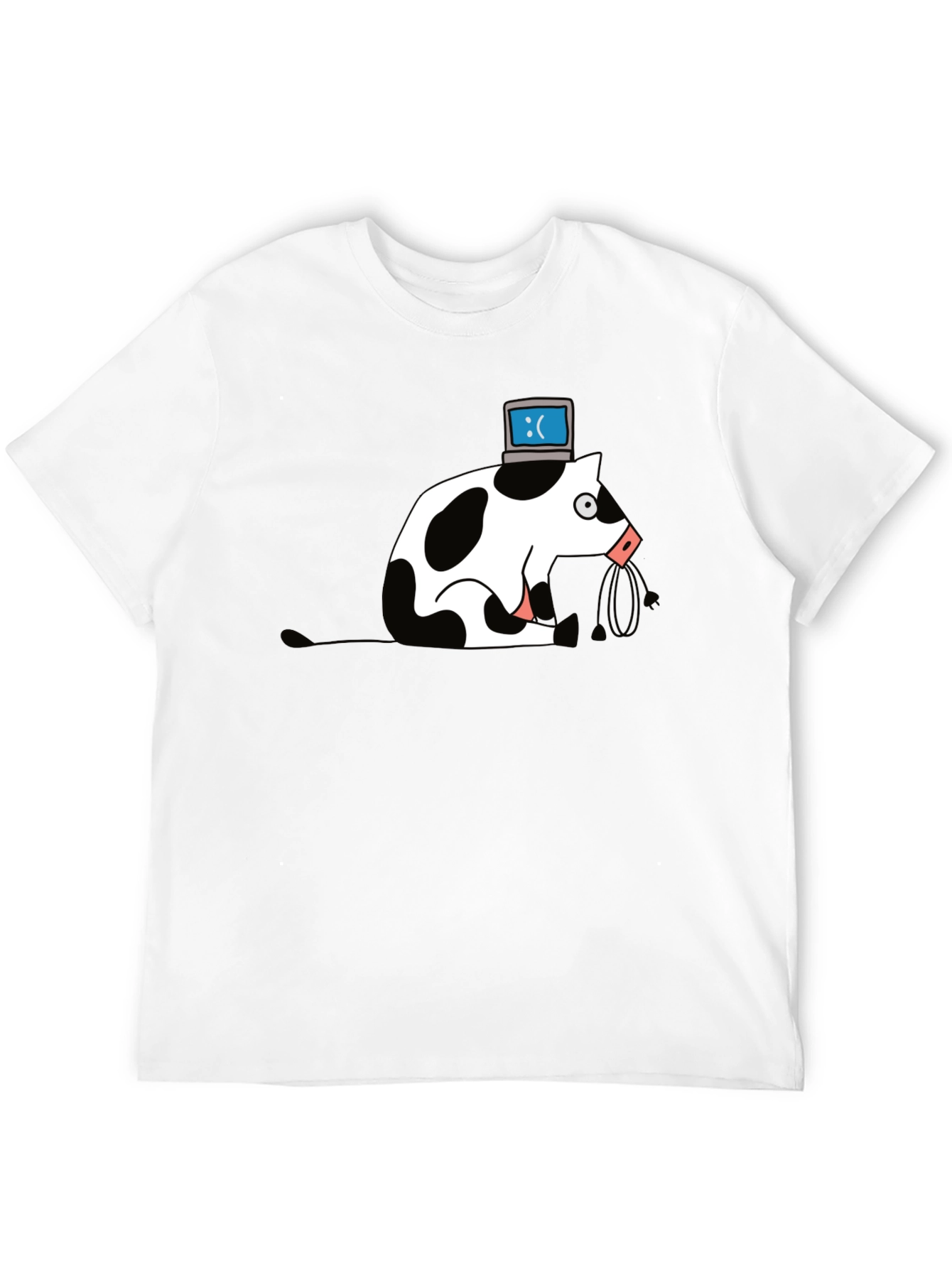 Sad Cow PC Head T-Shirt - Geeky Graphic Tee