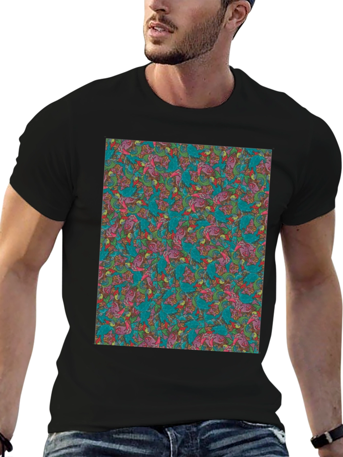 Patterned Print Tee - Abstract Art Mens T-Shirt