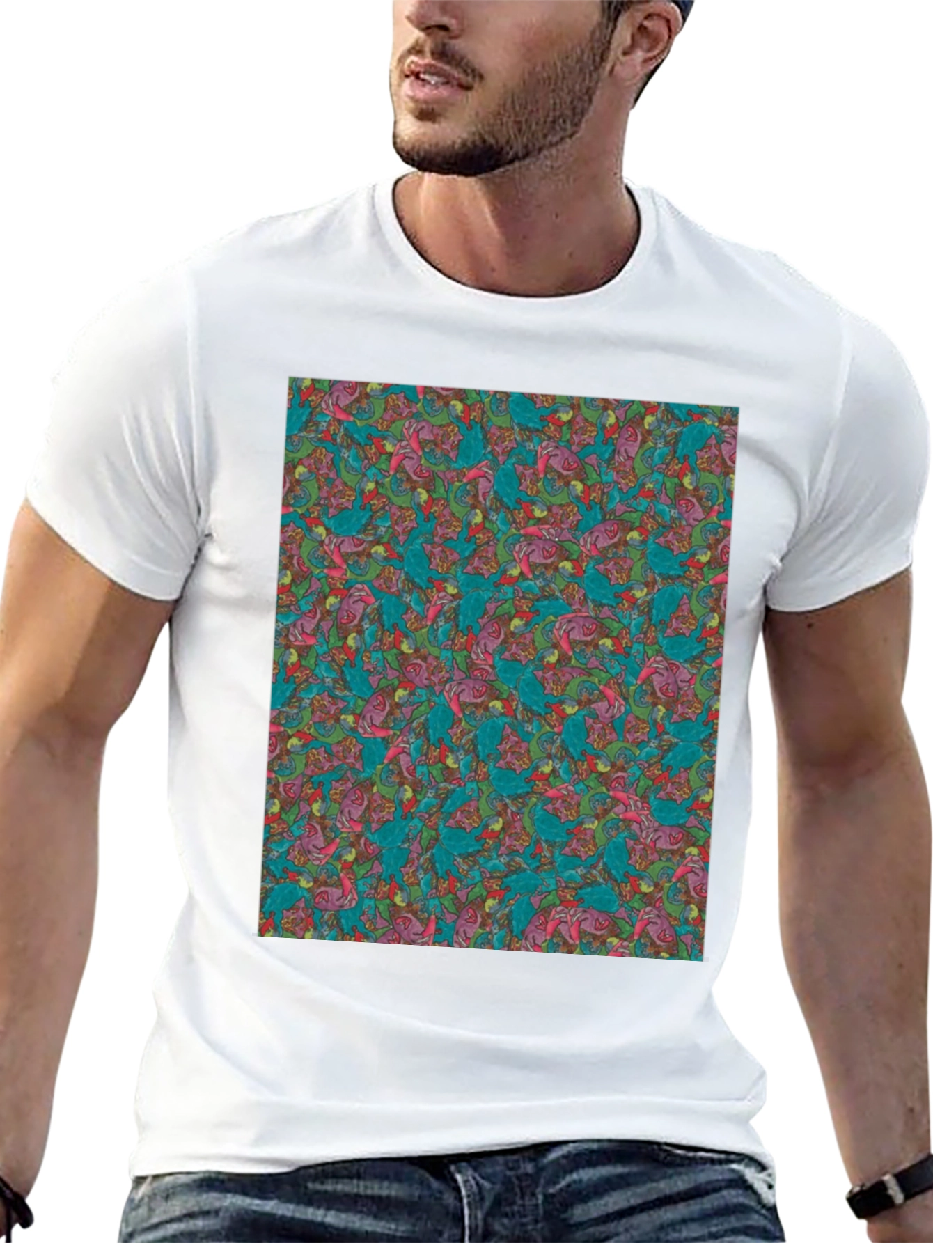 Patterned Print Tee - Abstract Art Mens T-Shirt