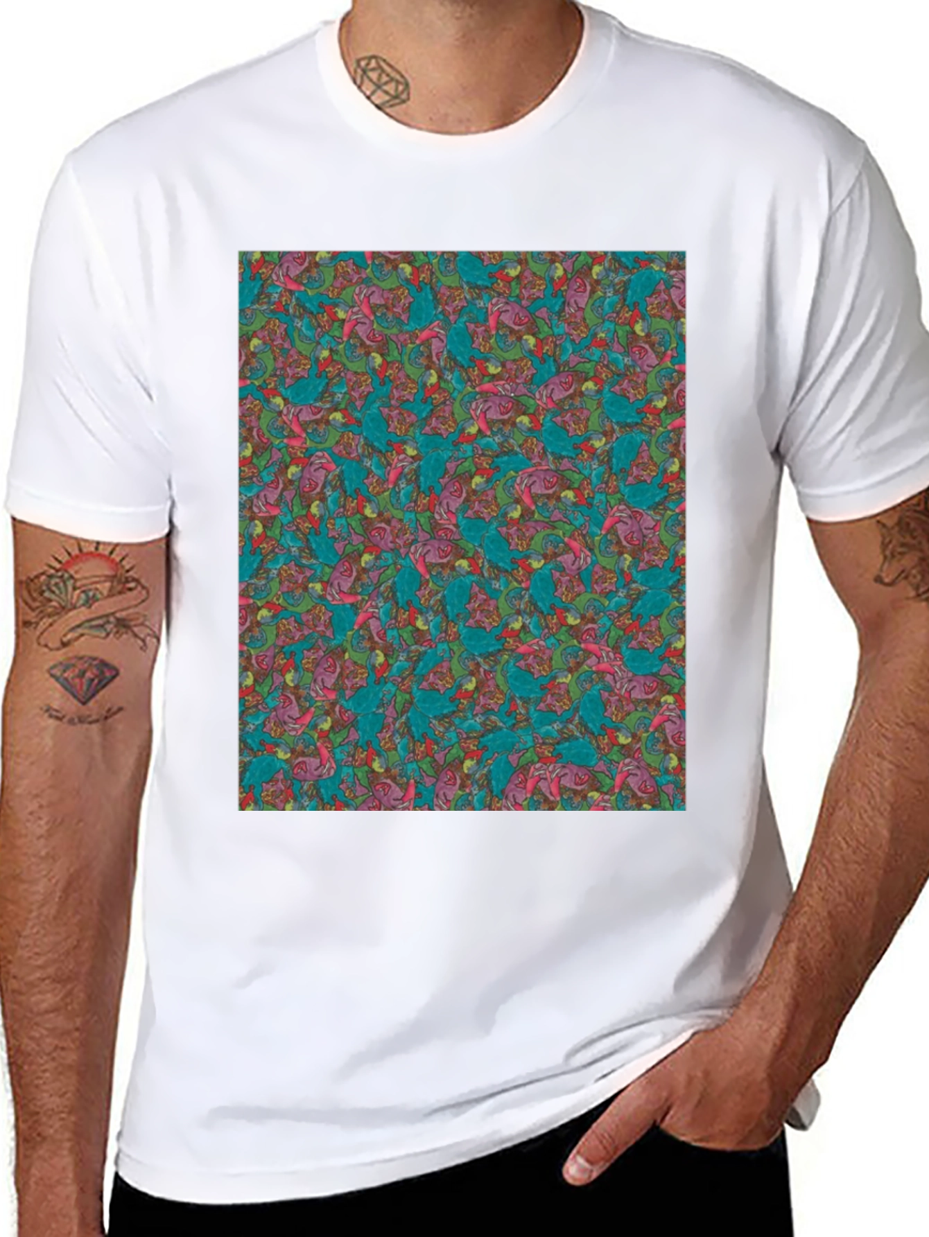 Patterned Print Tee - Abstract Art Mens T-Shirt