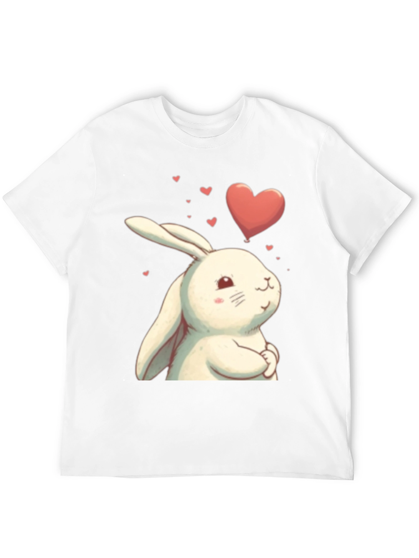 Cute Bunny Heart Graphic Black T-Shirt