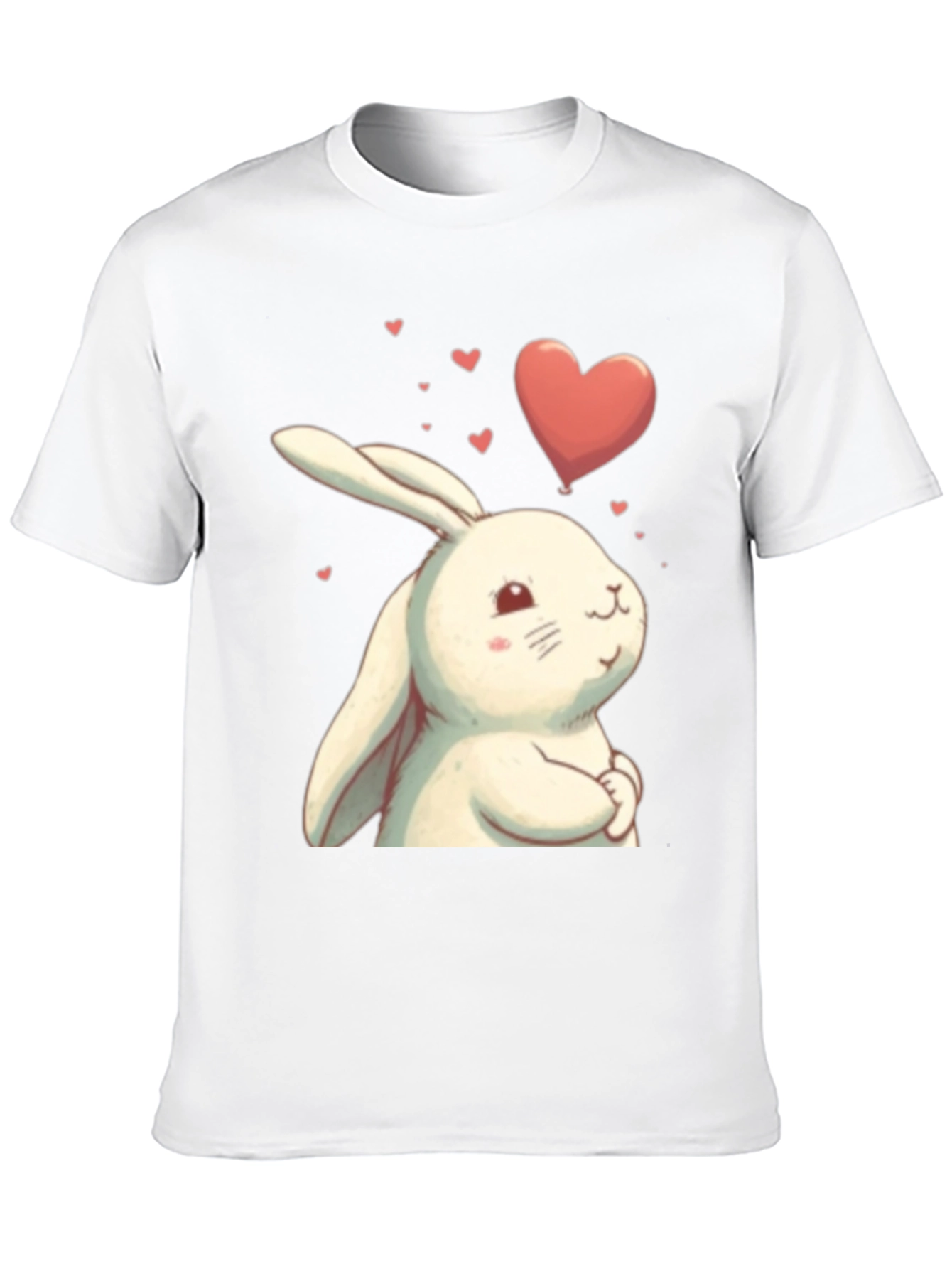 Cute Bunny Heart Graphic Black T-Shirt