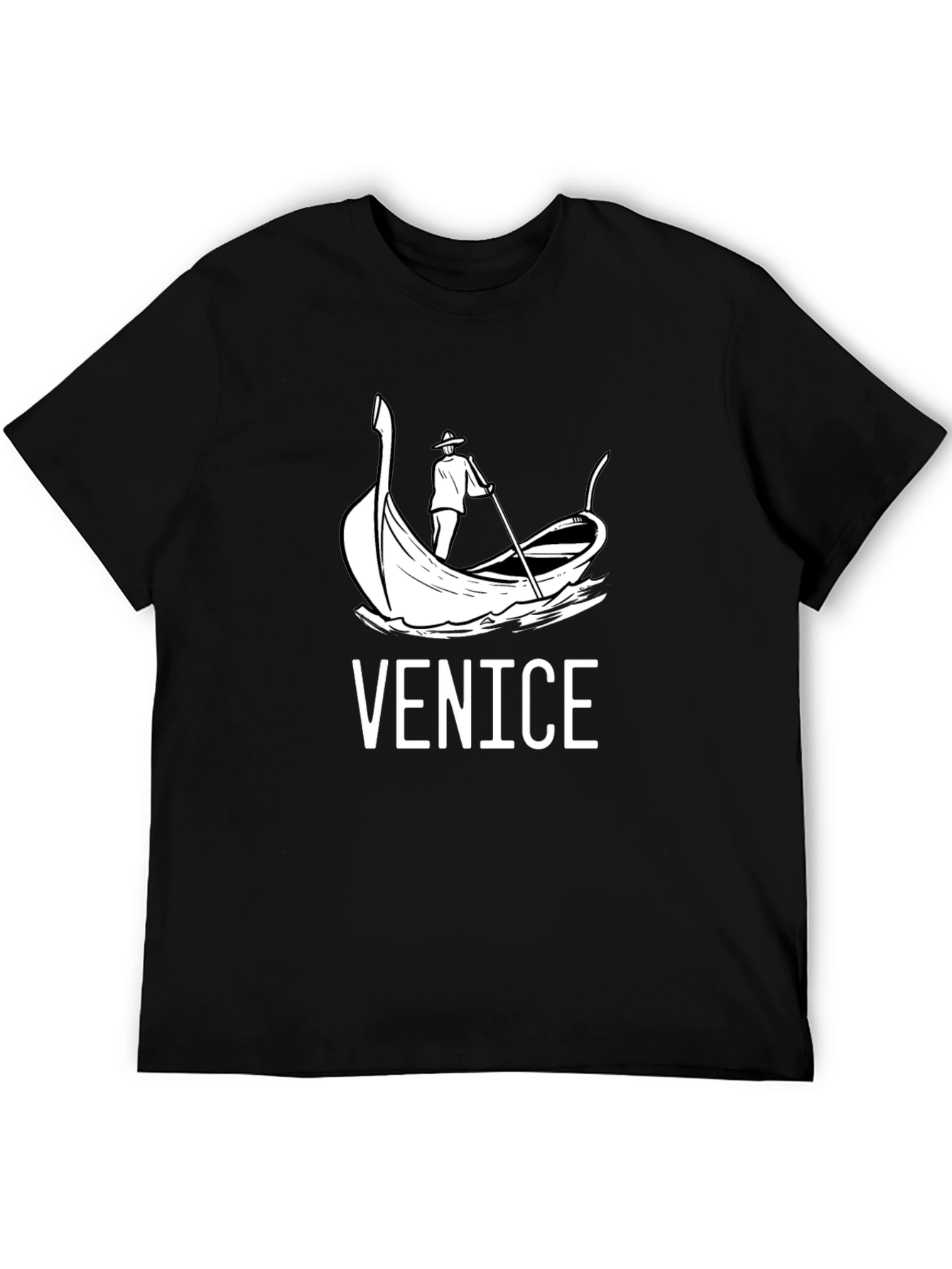 Venice Gondola Graphic T-Shirt - Black