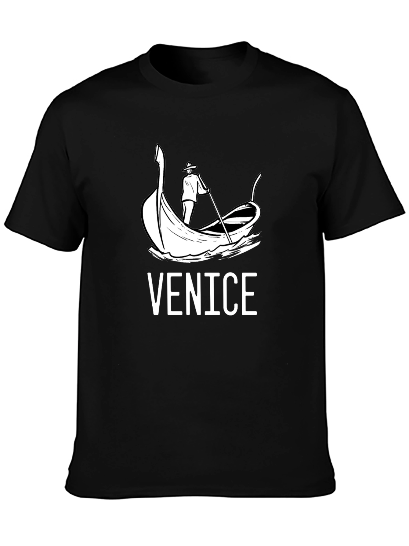 Venice Gondola Graphic T-Shirt - Black