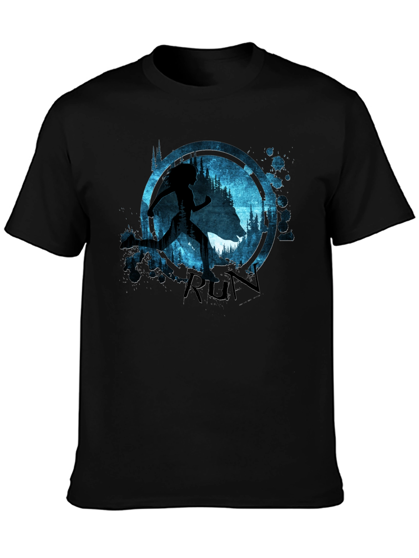 Run T-Shirt Wolf and Runner Graphic Tee