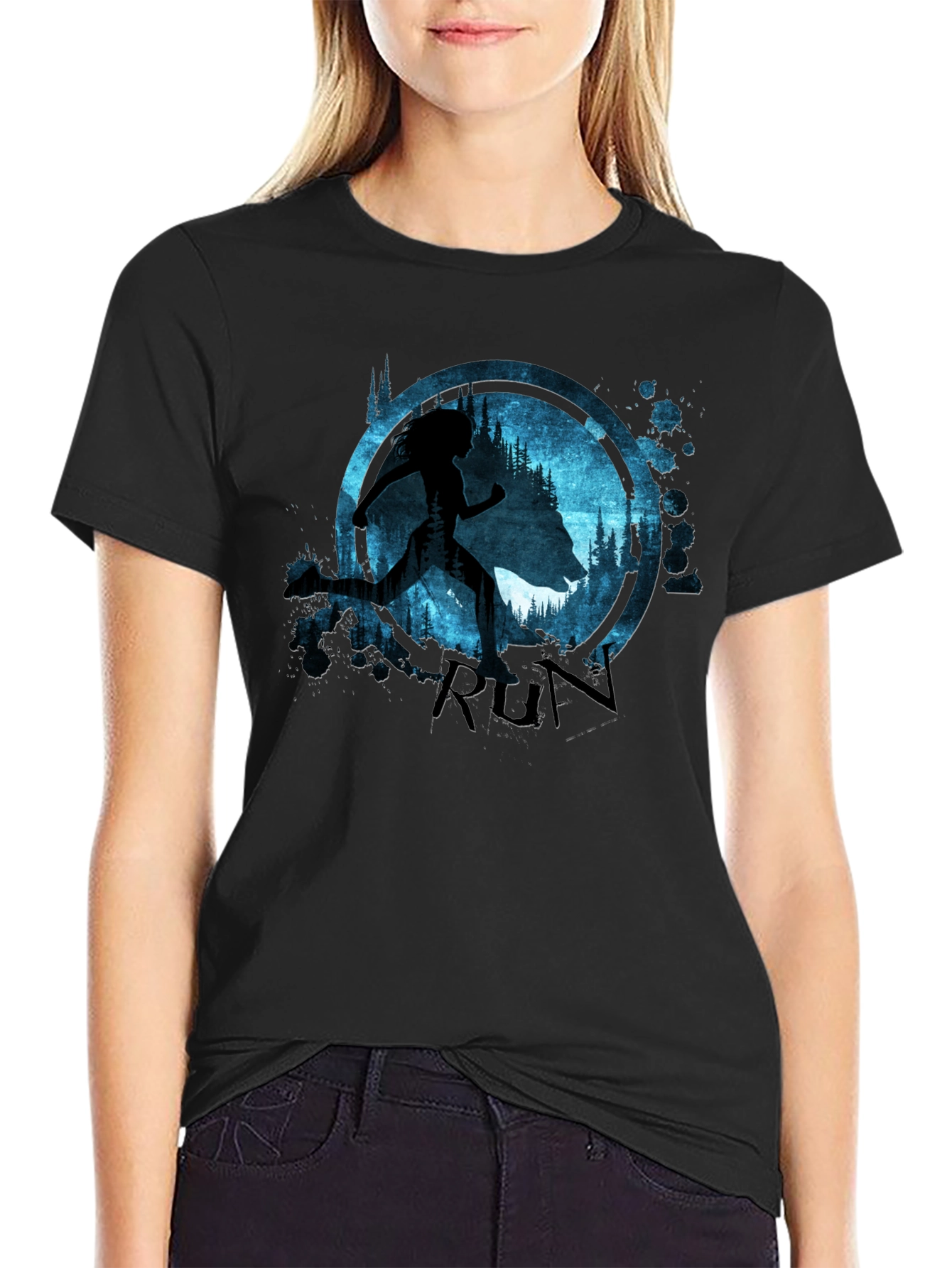 Run T-Shirt Wolf and Runner Graphic Tee