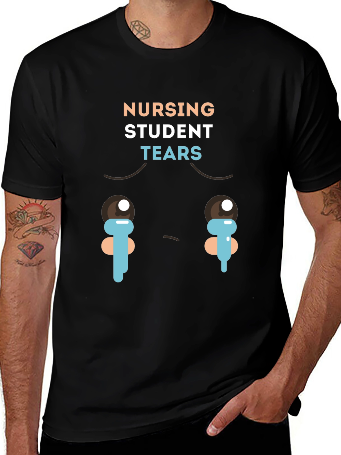 Nursing Student Tears Graphic T-Shirt - Black