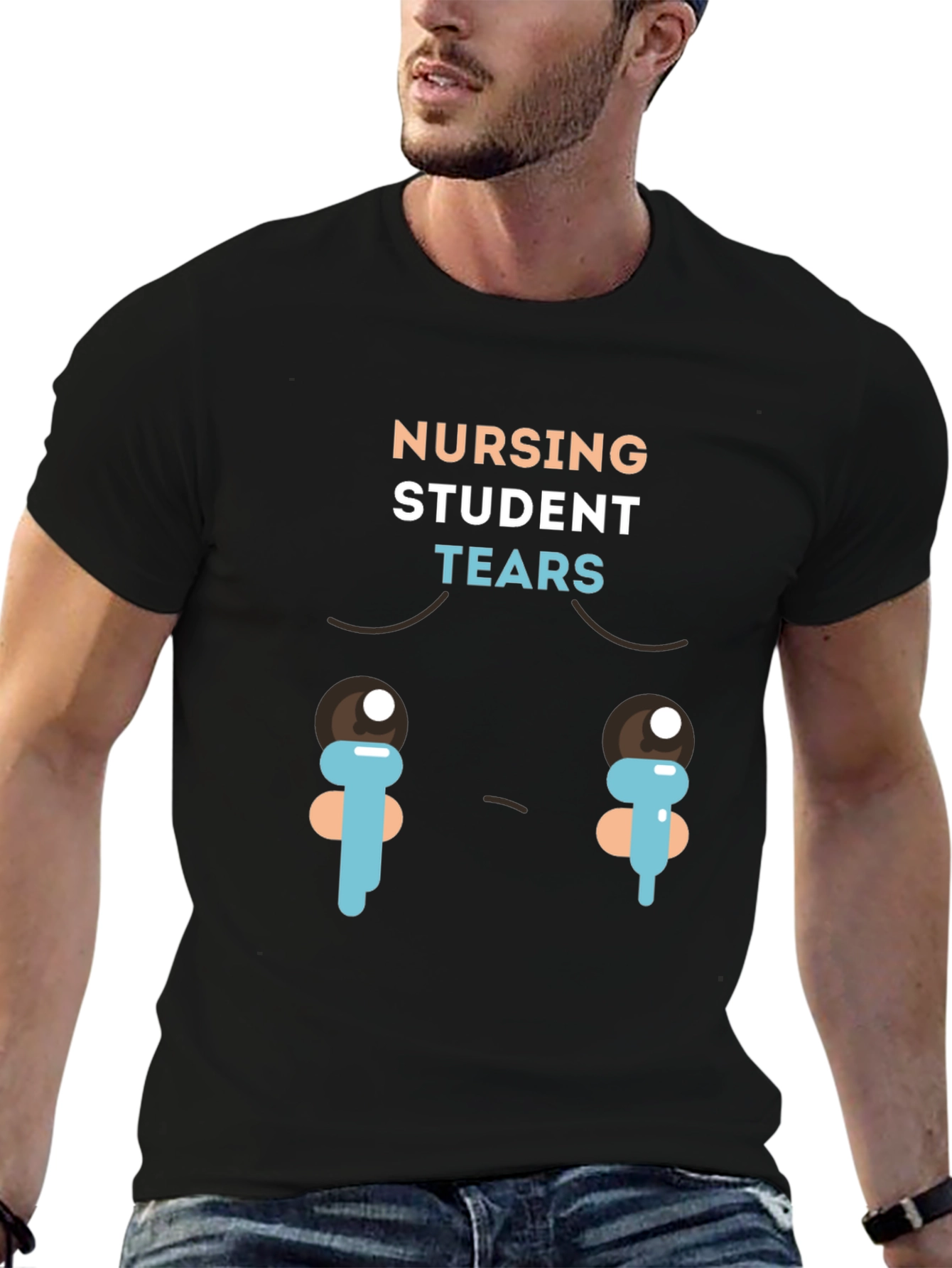 Nursing Student Tears Graphic T-Shirt - Black