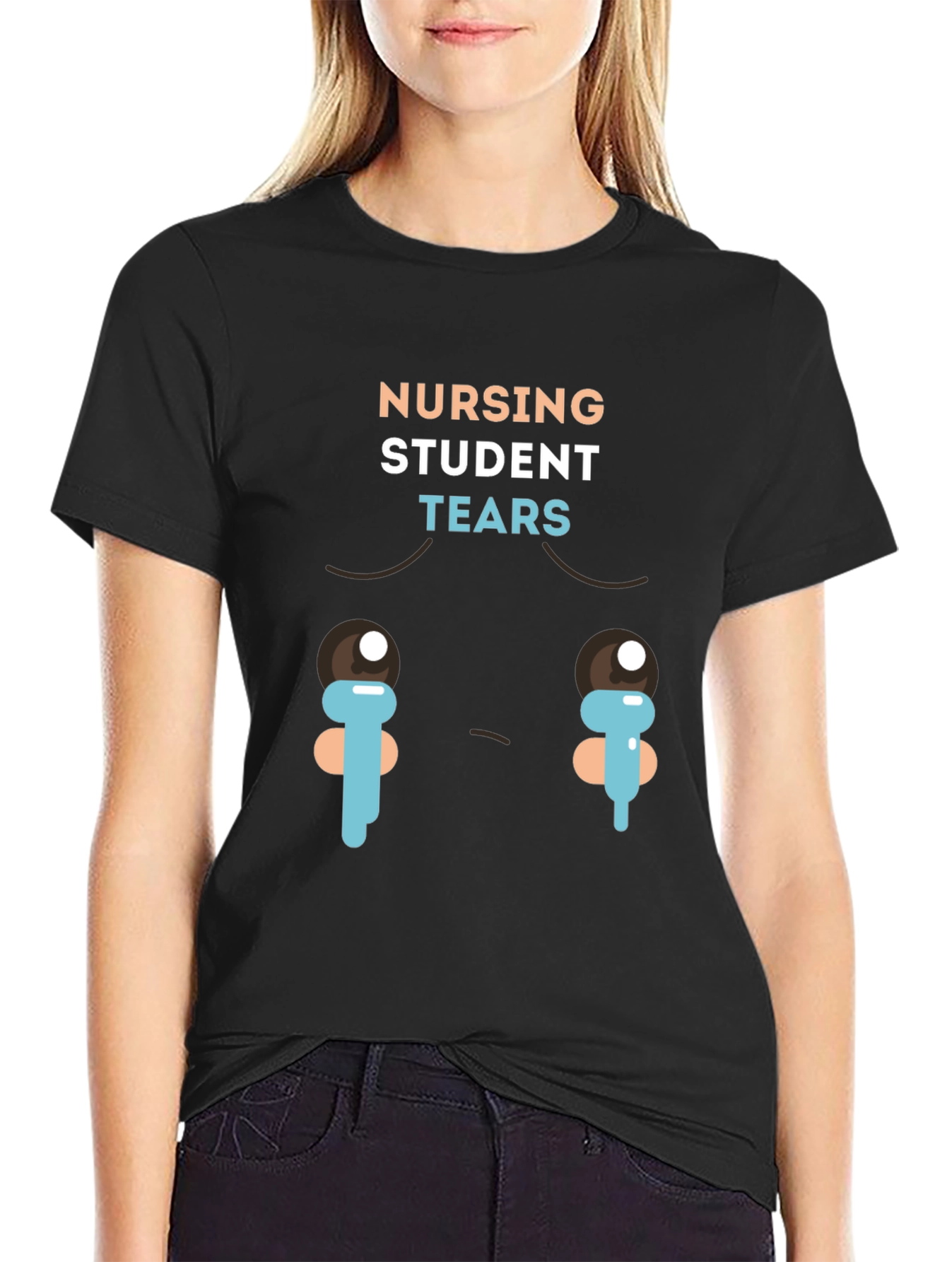 Nursing Student Tears Graphic T-Shirt - Black