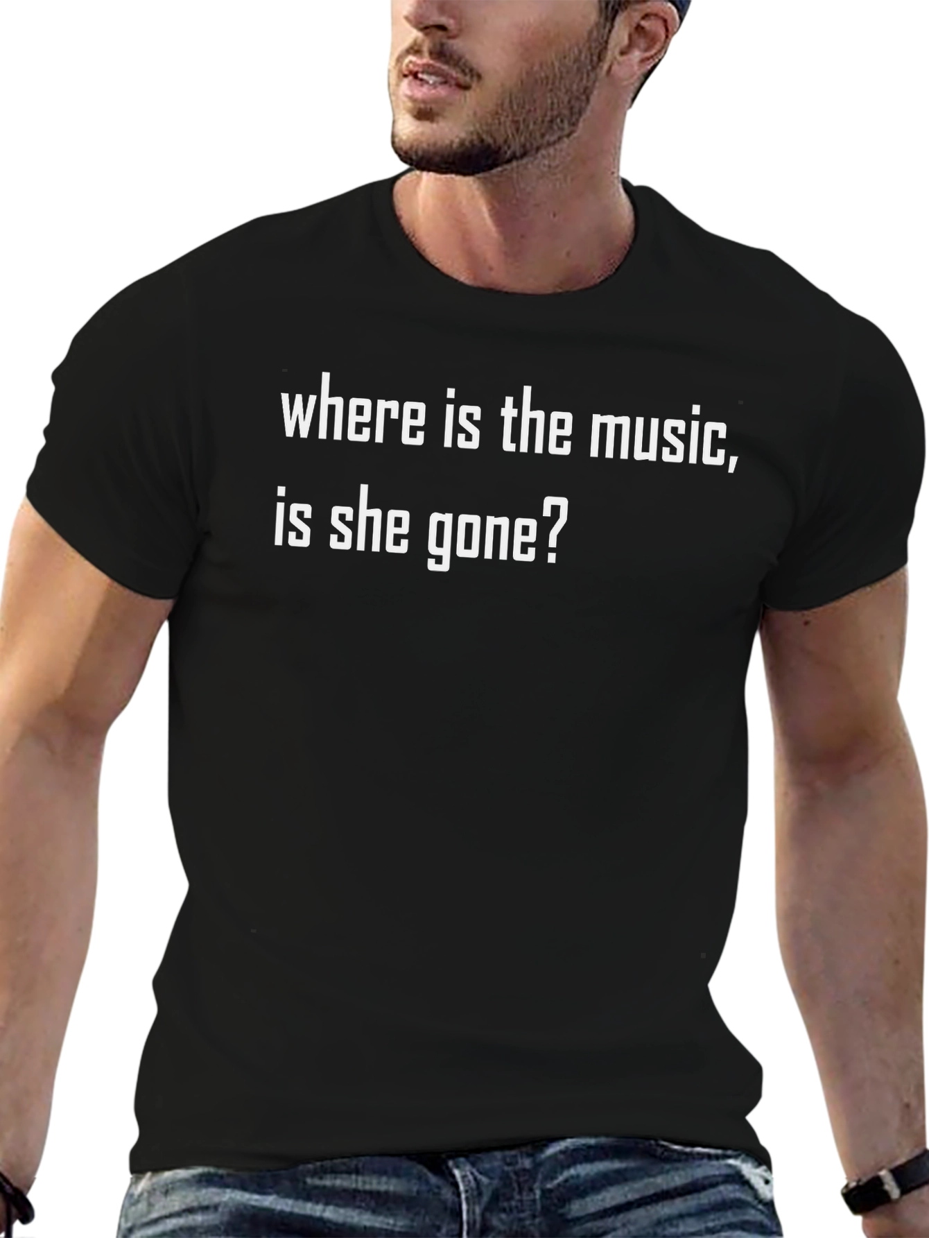 Where Is The Music T-Shirt - Black Graphic Tee
