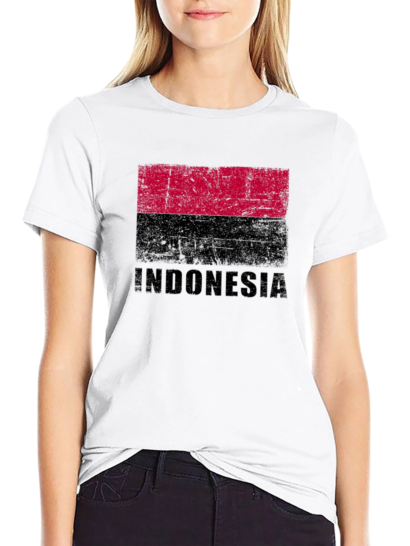 Indonesia Flag Graphic T-Shirt - Distressed Design