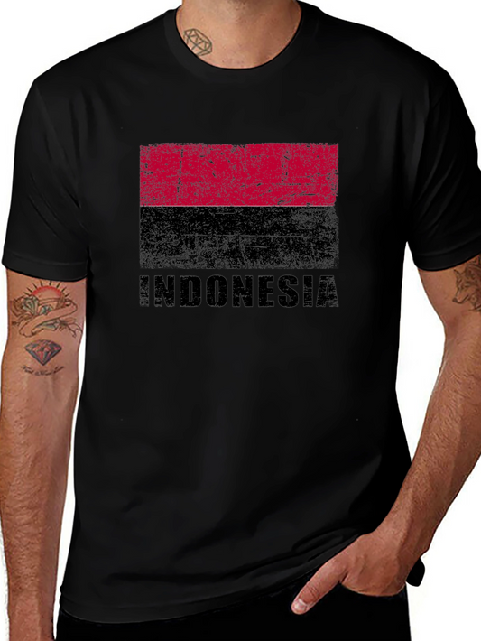 Indonesia Flag Graphic T-Shirt - Distressed Design
