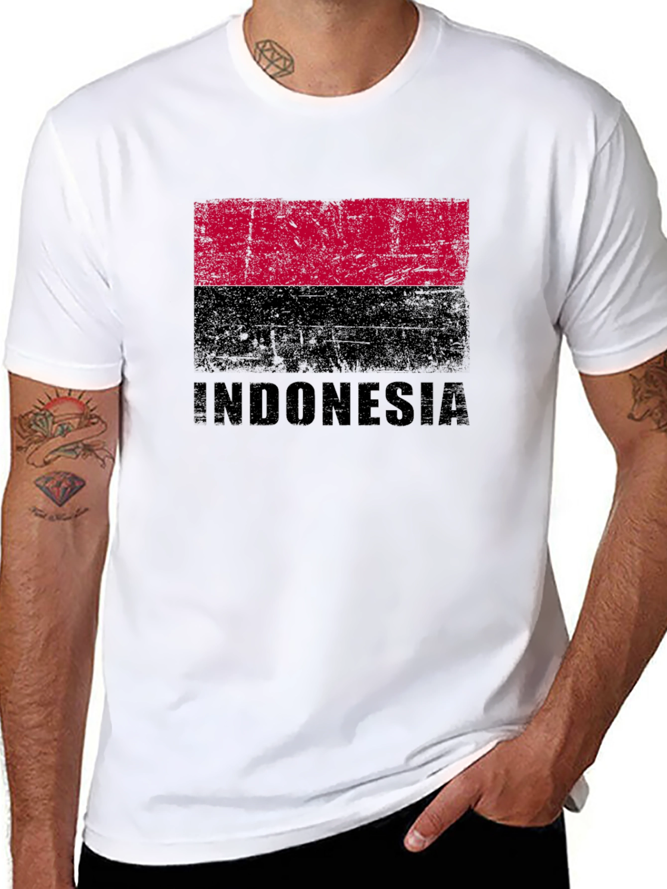Indonesia Flag Graphic T-Shirt - Distressed Design