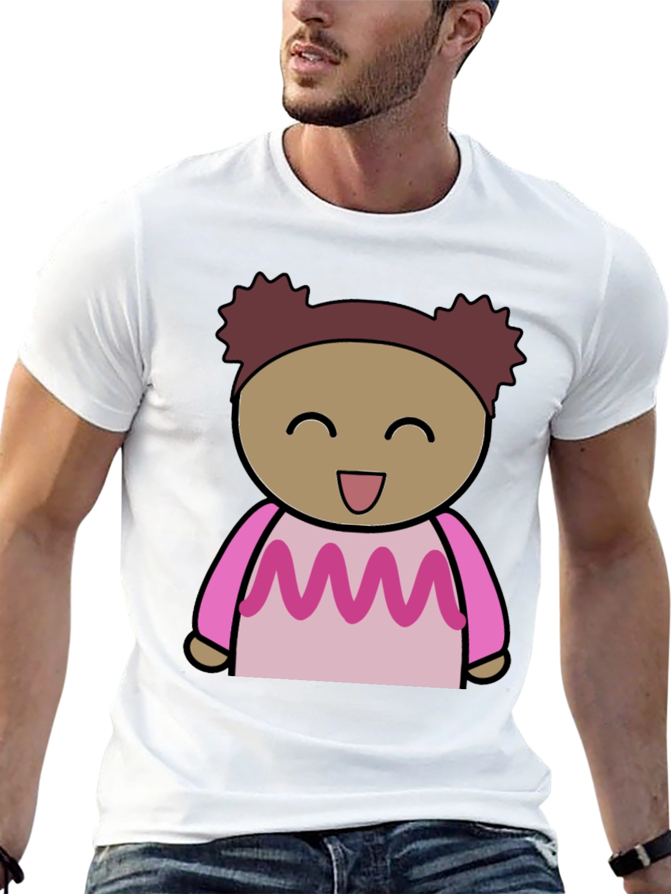 Cartoon Girl Graphic Print Black T-Shirt