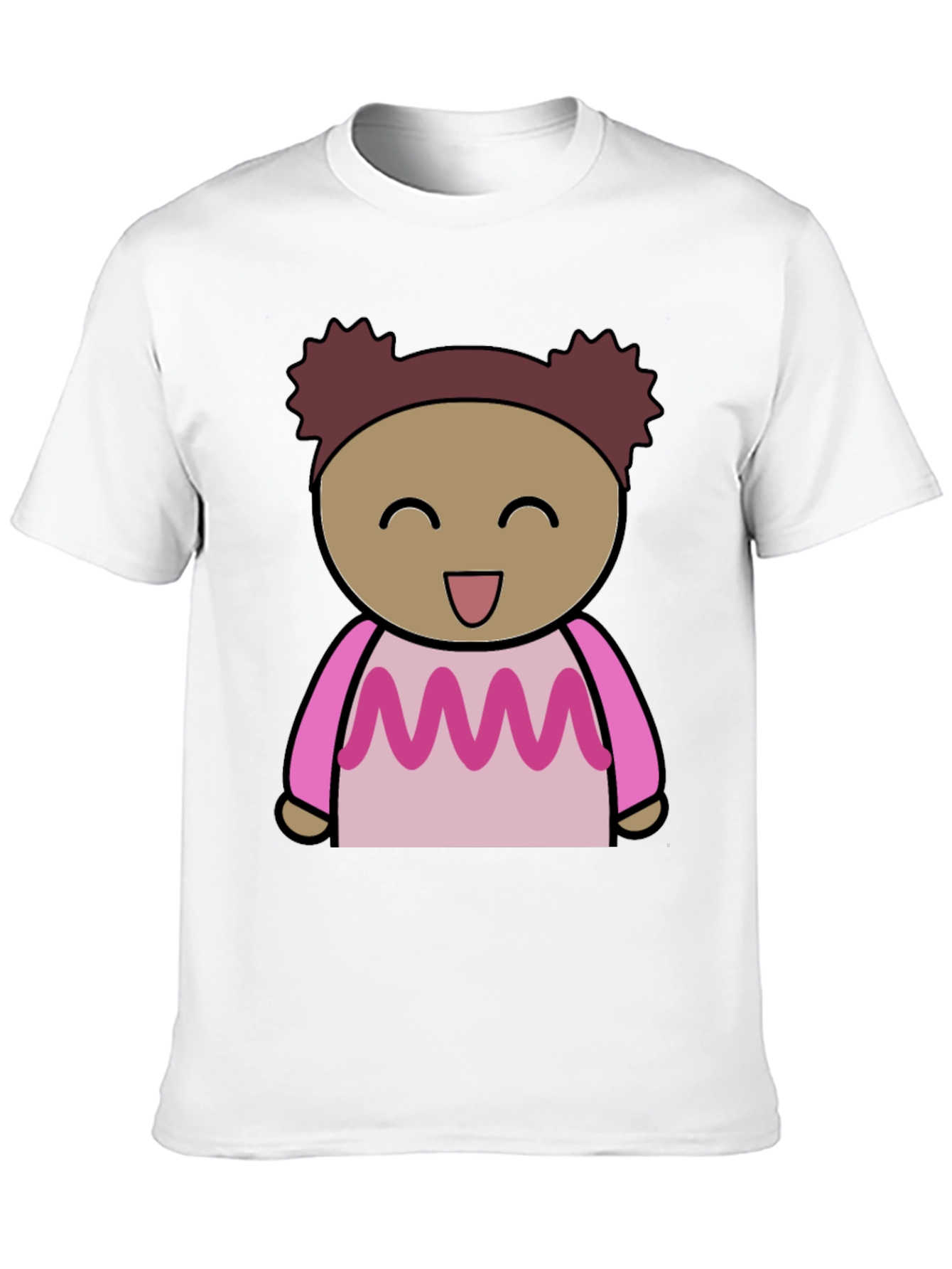 Cartoon Girl Graphic Print Black T-Shirt