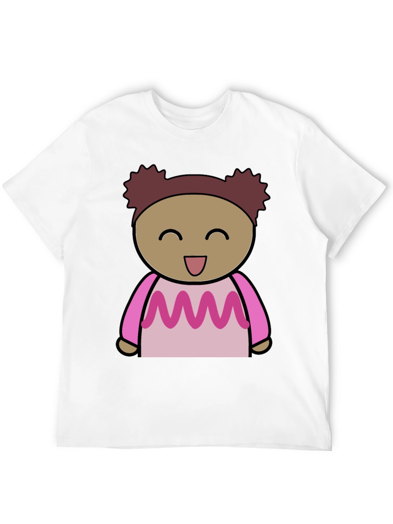 Cartoon Girl Graphic Print Black T-Shirt