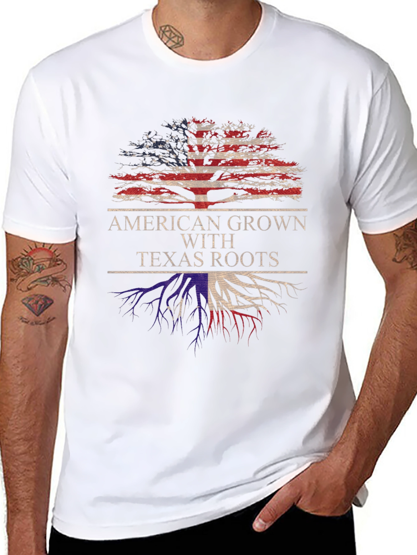 American Grown with Texas Roots Graphic T-Shirt