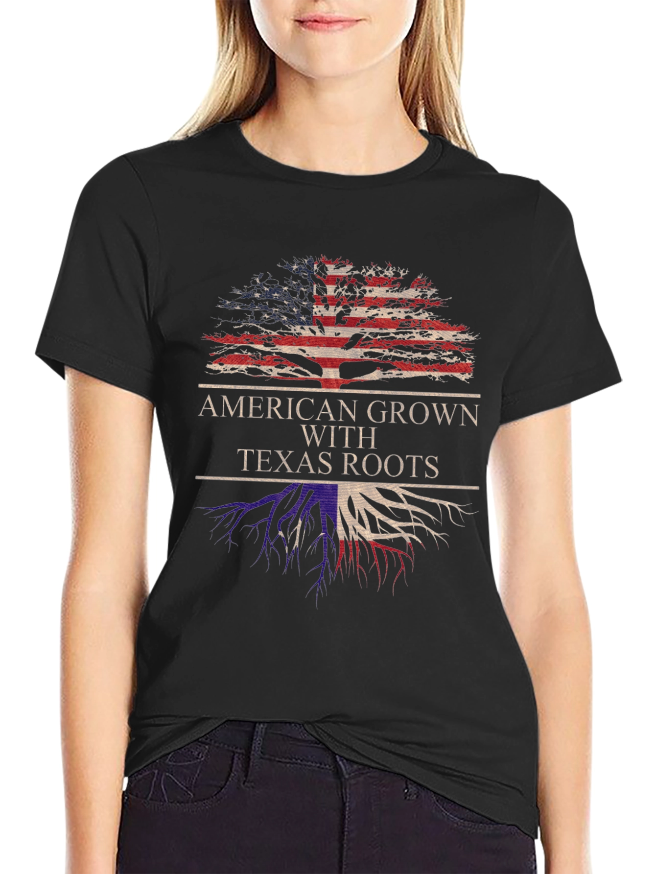 American Grown with Texas Roots Graphic T-Shirt