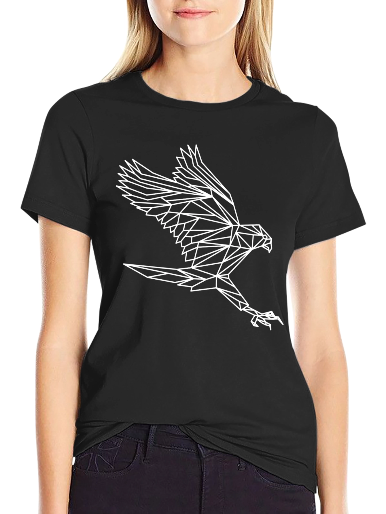 Geometric Eagle Graphic Tee - Black