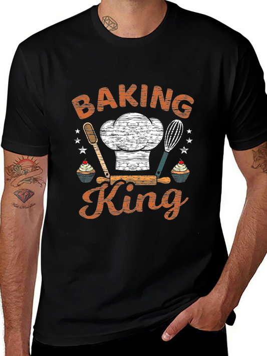 Baking King Graphic Tee - Black Cotton T-Shirt
